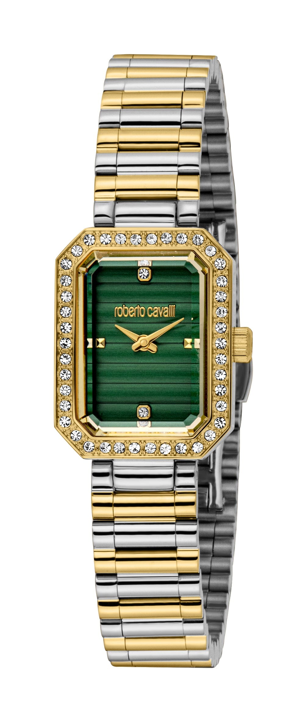 RC5L163M0055 Roberto Cavalli Women Watch, Dark Green Dial, Two Tone Silver & Gold Color Metal Bracelet Roberto Cavalli 