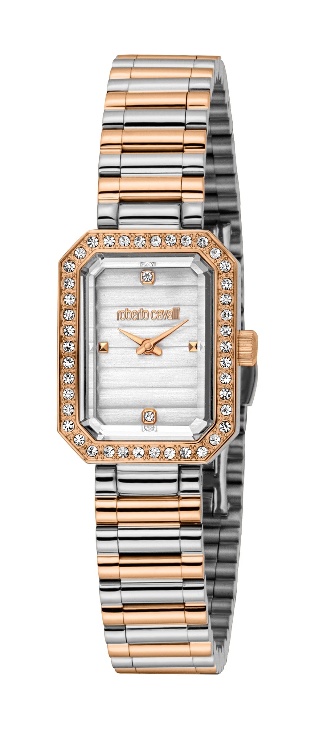 RC5L163M0065 Roberto Cavalli Women Watch, Silver Dial, Two Tone Silver & Rose Gold Color Metal Bracelet Roberto Cavalli 