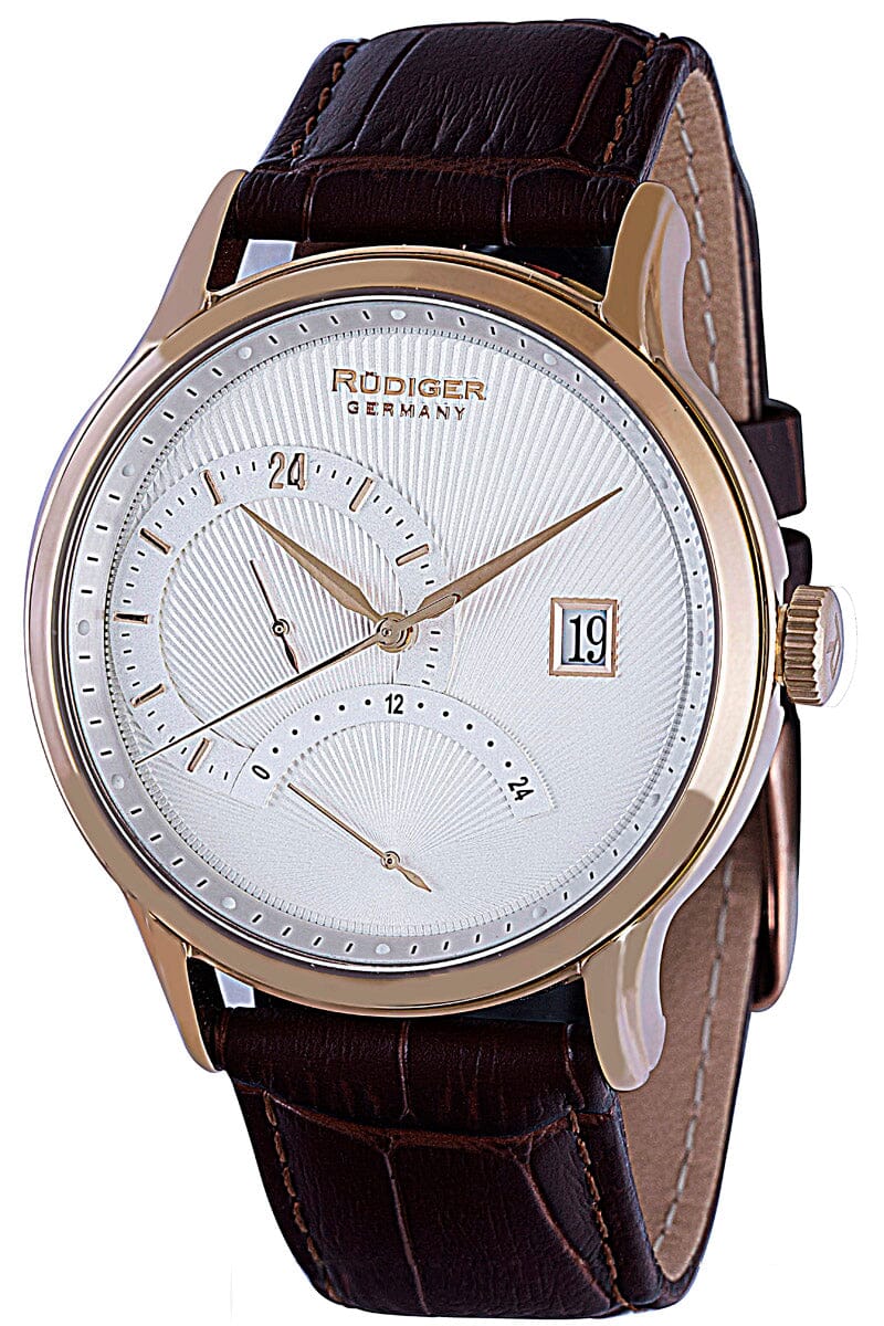Rudiger Aachen Men's Brown Calfskin Leather Silver Watch Rudiger 