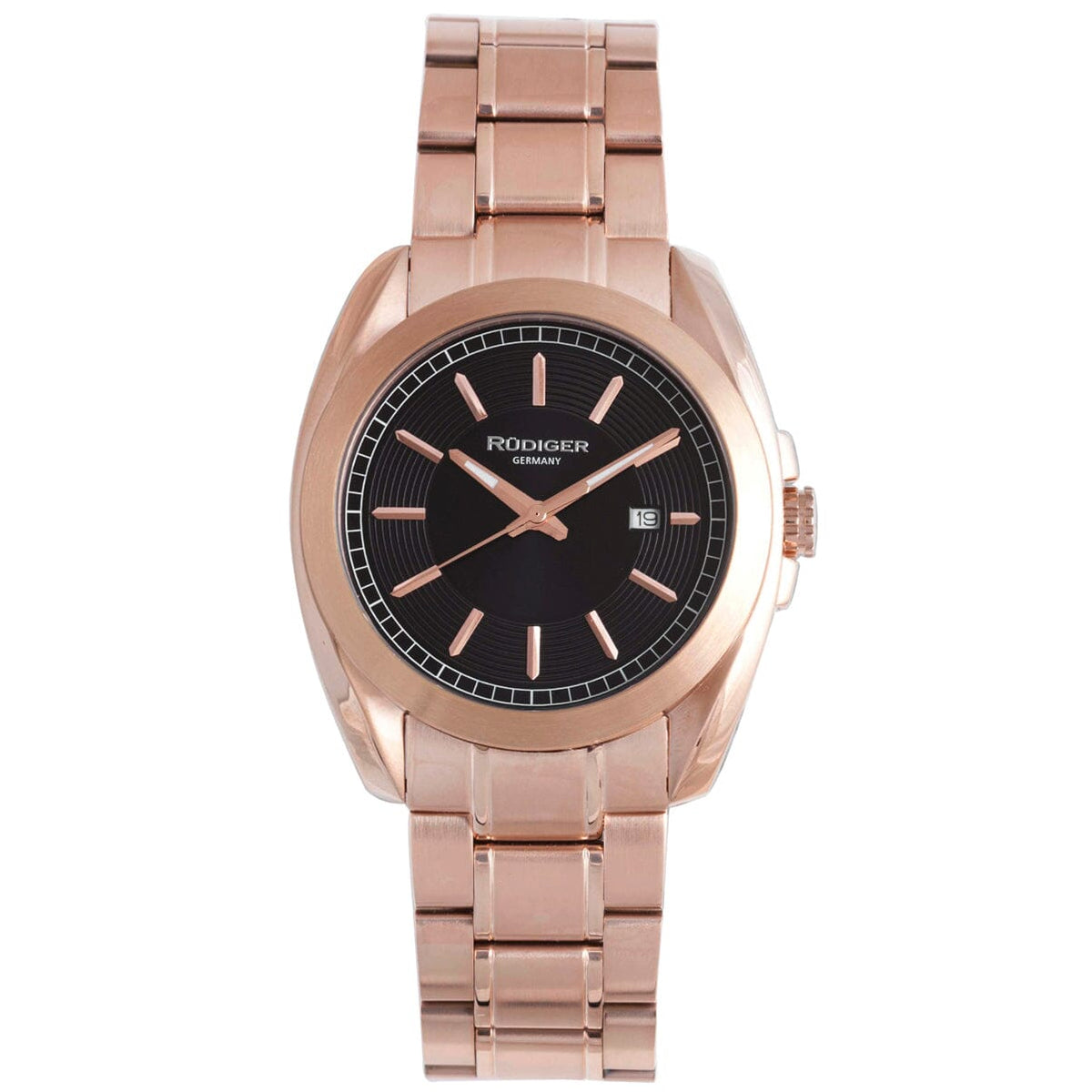 Rudiger Mens Dresden Black Dial Gold Watch Rudiger 