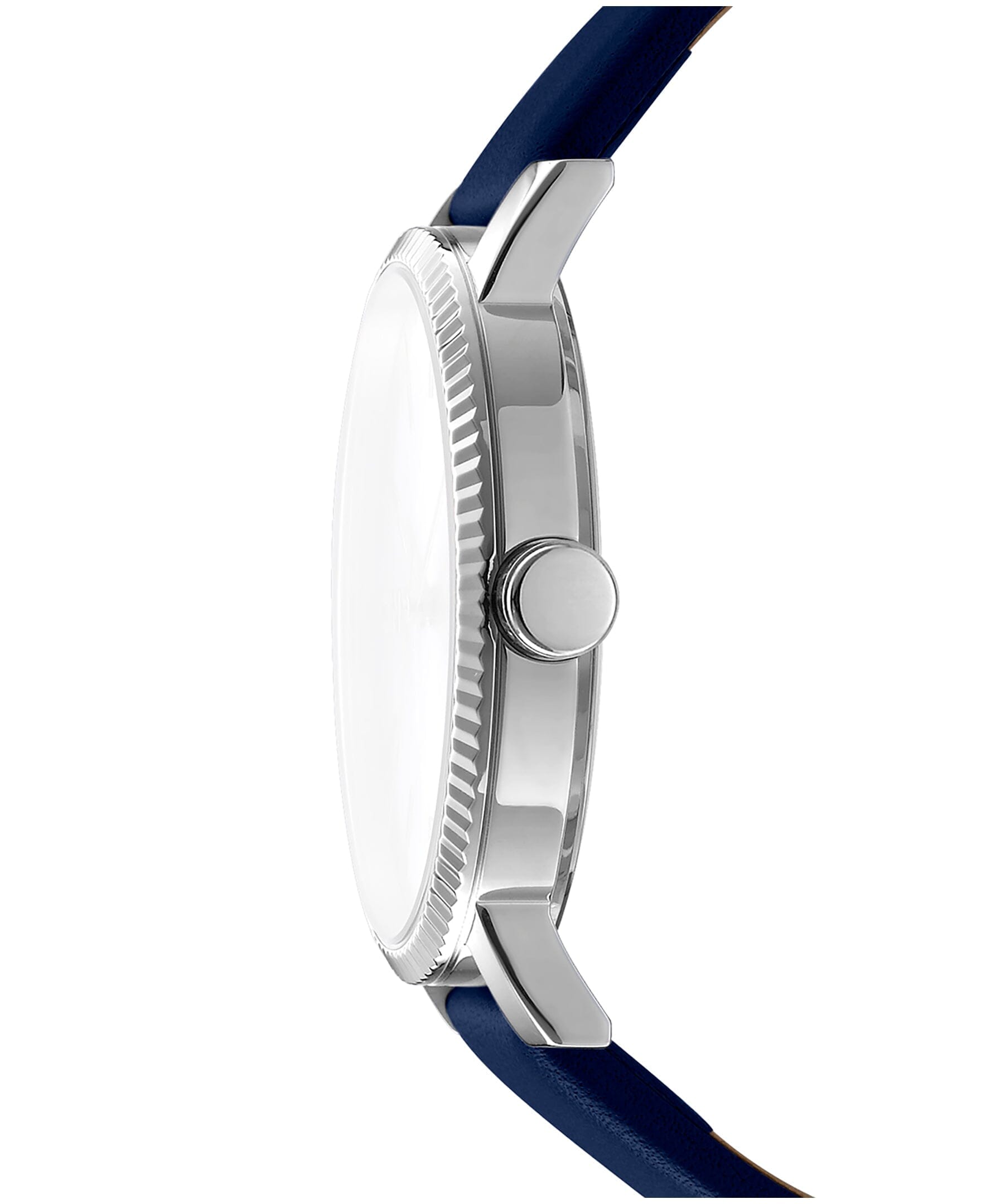 URBAN Soho Maxi Silver Dial Dark Blue Leather Strap Women's Watch DKNY 