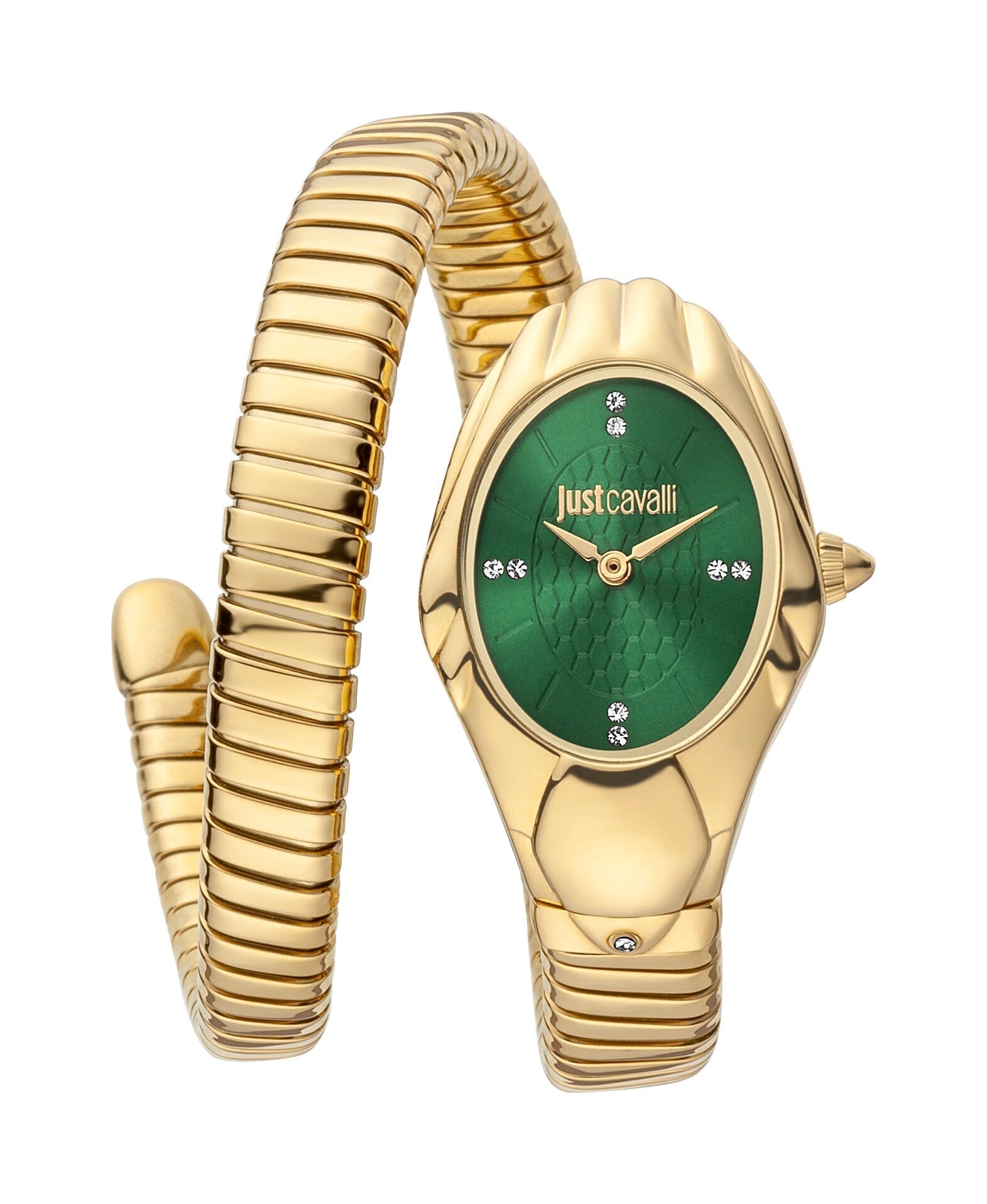 Women's Just Cavalli Dark Green Dial Gold Quartz Watch Just Cavalli 