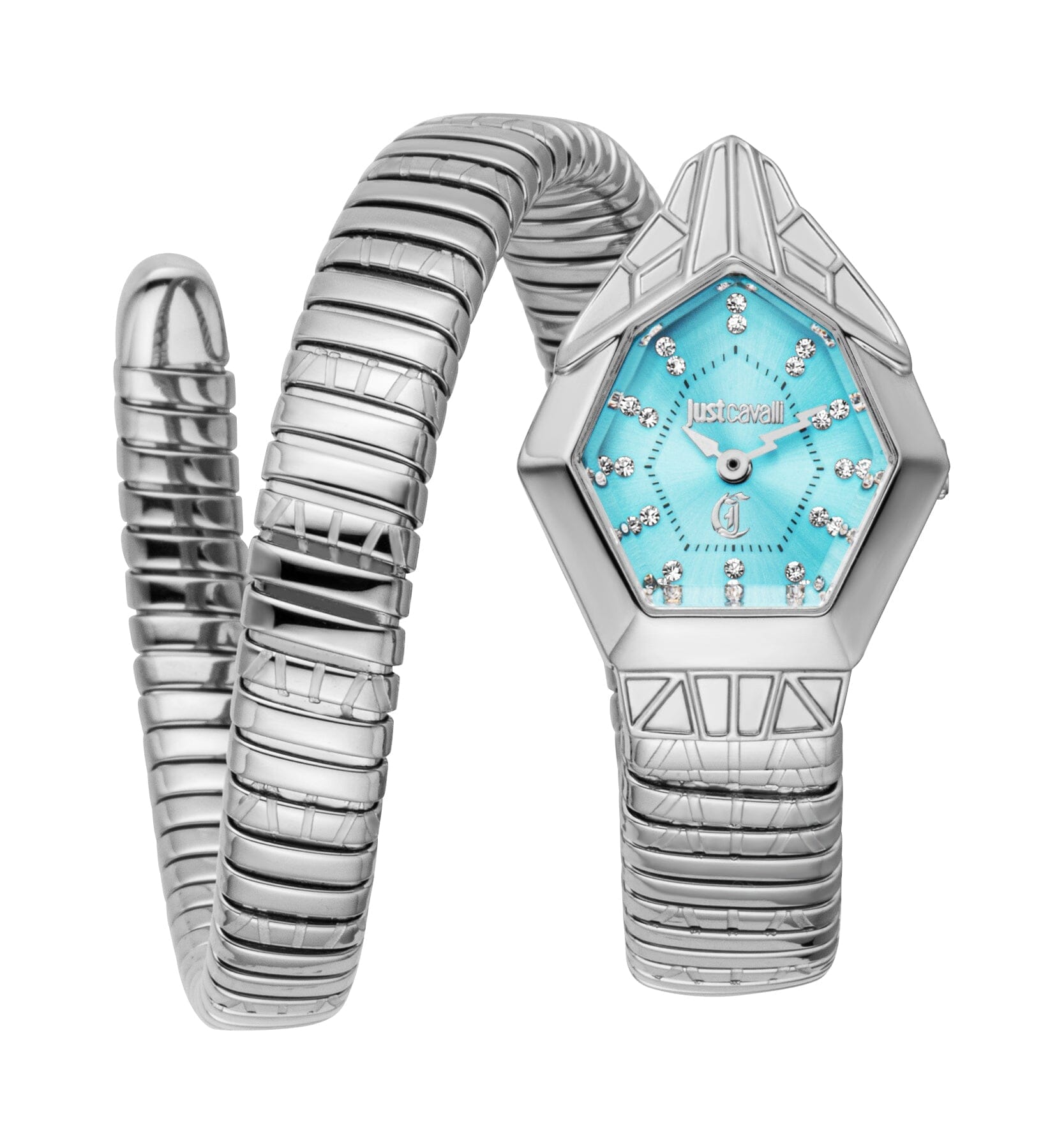Women's Just Cavalli Gemma Light Blue Dial Silver Quartz Watch Just Cavalli 
