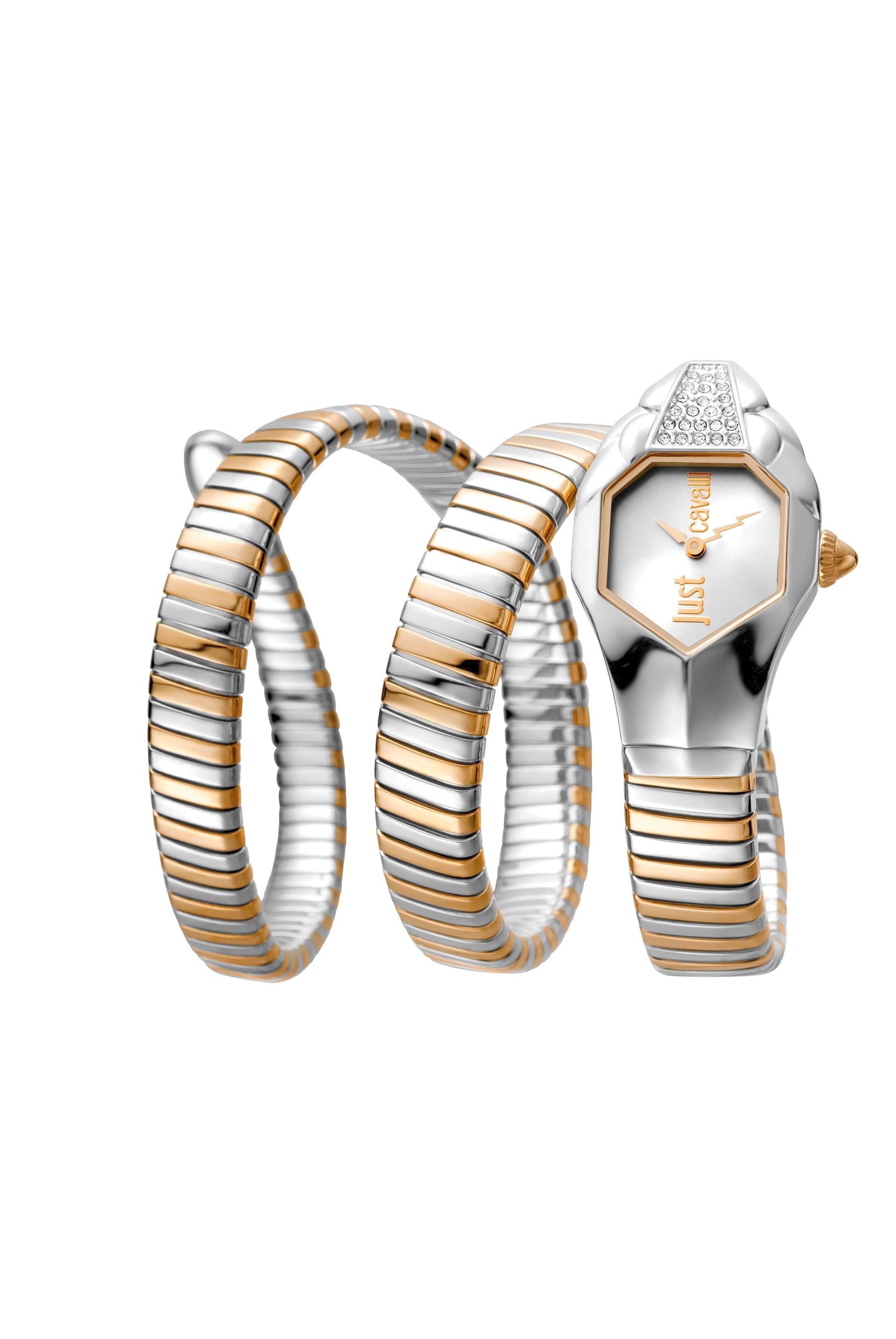 Women's Just Cavalli Glam Two Tone Silver & Rose Gold with Stones Quartz Watch Just Cavalli 