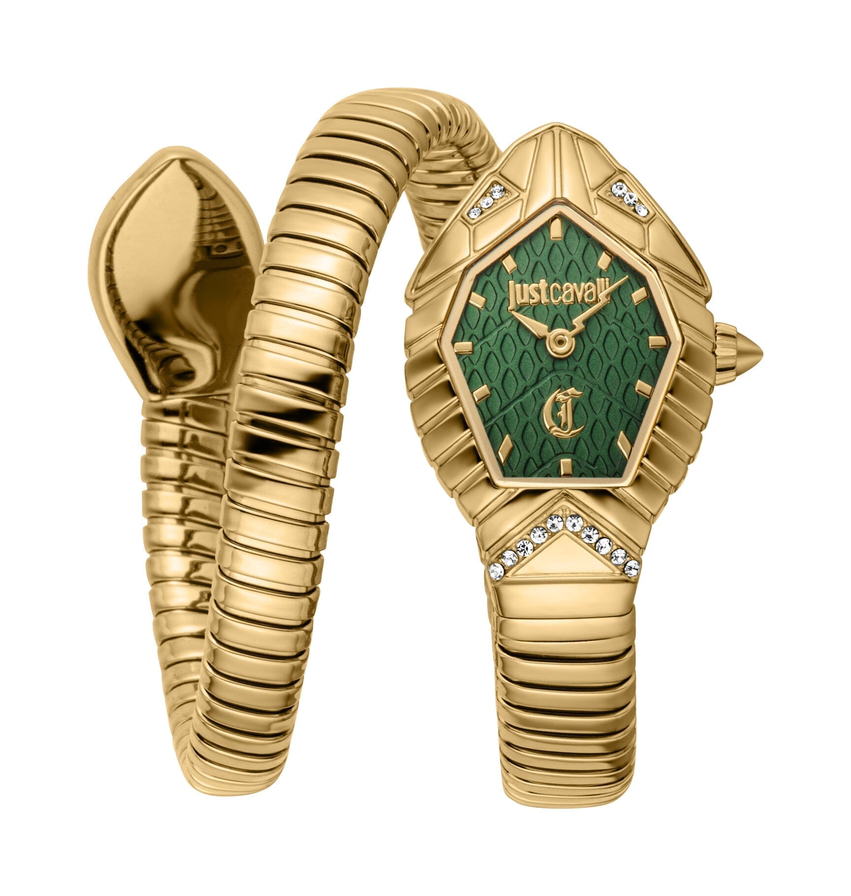 Women's Just Cavalli Speranza Dark Green Dial Gold Quartz Watch Just Cavalli 