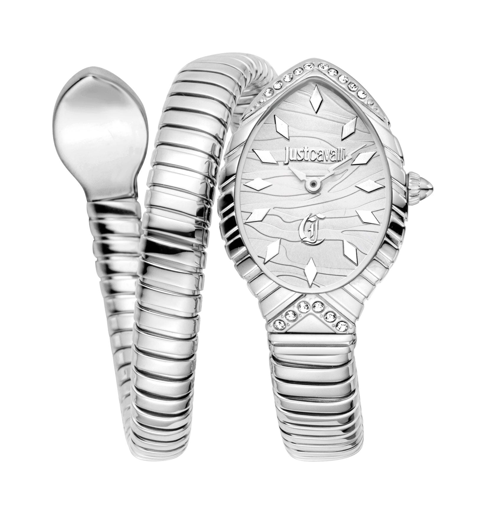 Women’s Just Cavalli Stainless Steel Snake Watch with Silver Dial Just Cavalli 