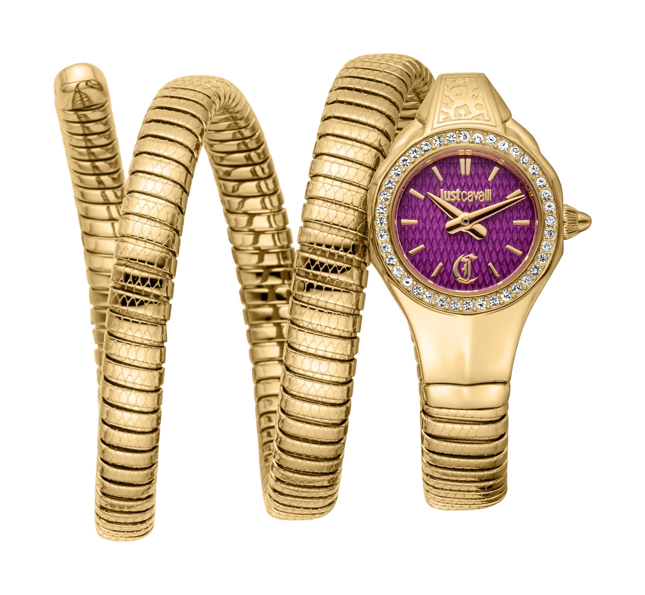 Women's Just Cavalli Vita Purple Dial Gold Quartz Watch Just Cavalli 