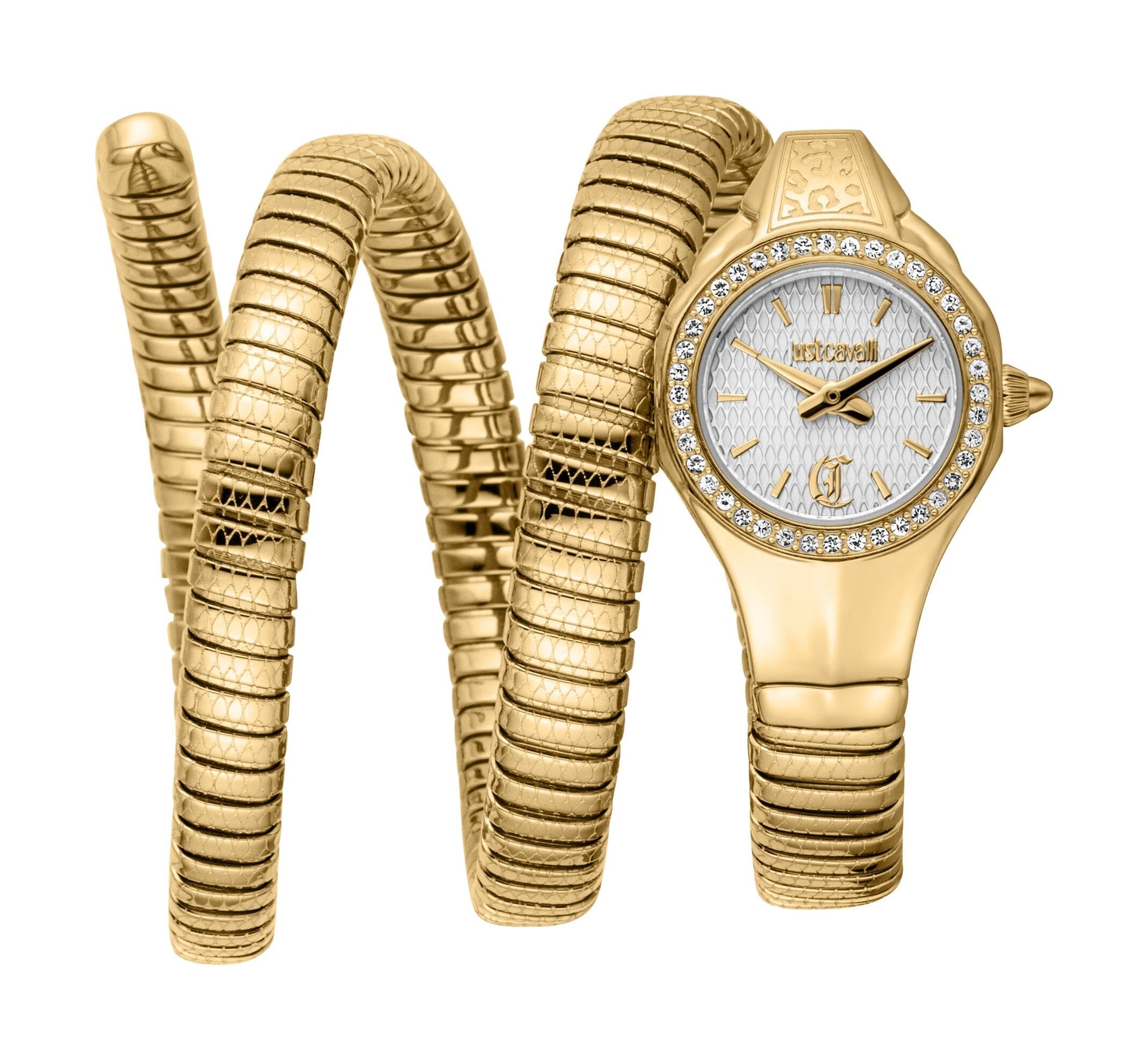 Women's Just Cavalli Vita Silver Dial Gold Quartz Watch Just Cavalli 