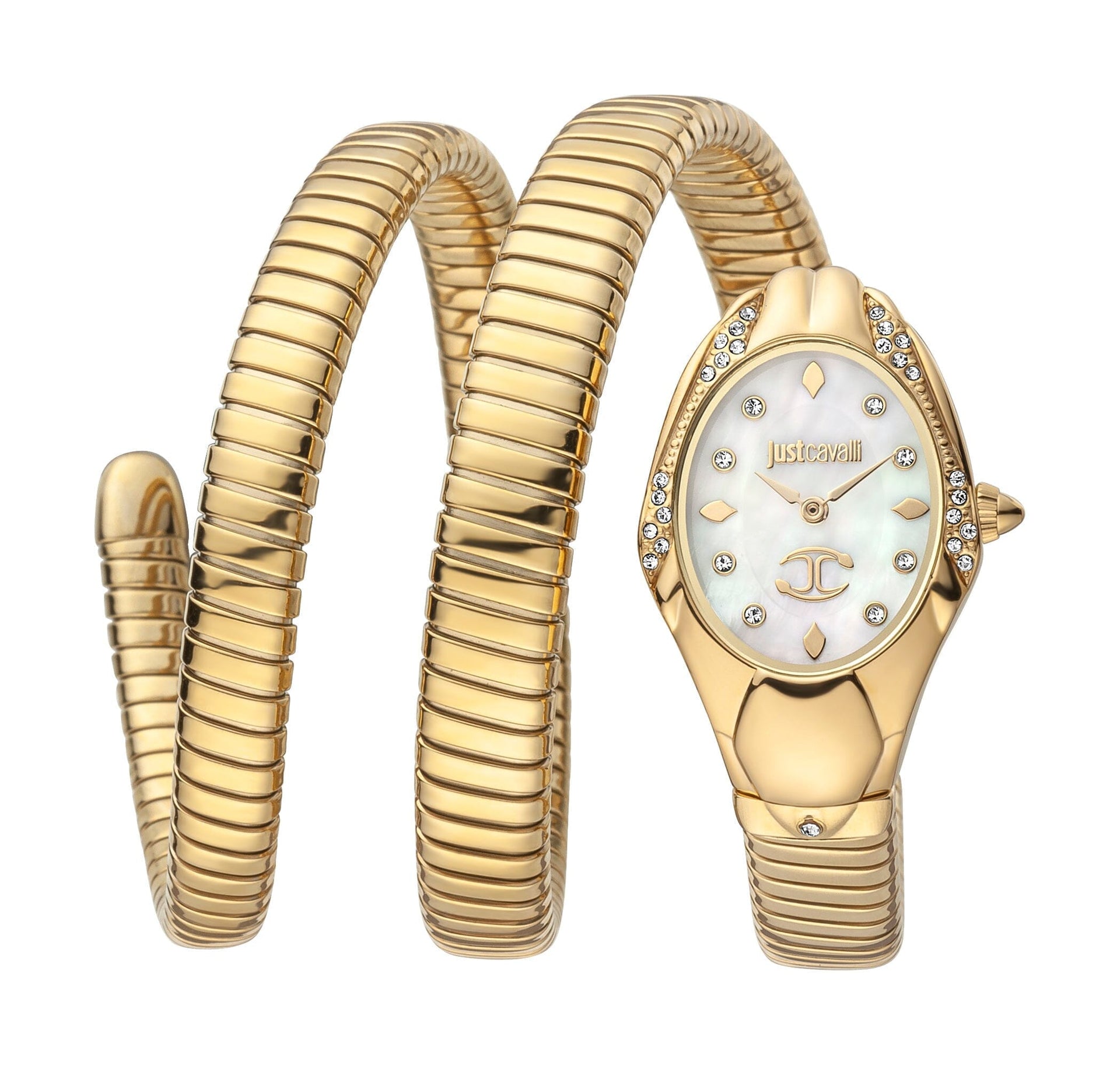 Women's Just Cavalli White MOP Gold Quartz Watch Just Cavalli 