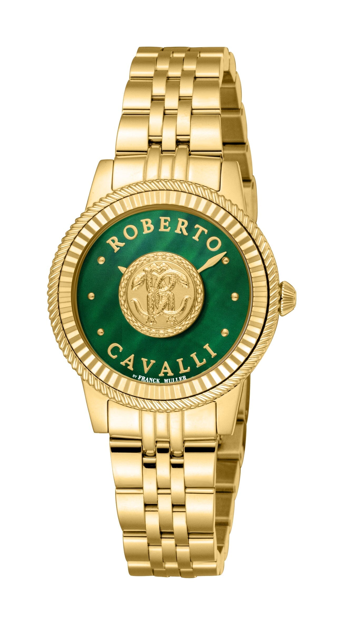 Women's Roberto Cavalli by Franck Muller Dark Green MOP Gold Quartz Watch Roberto Cavalli by Franck Muller 