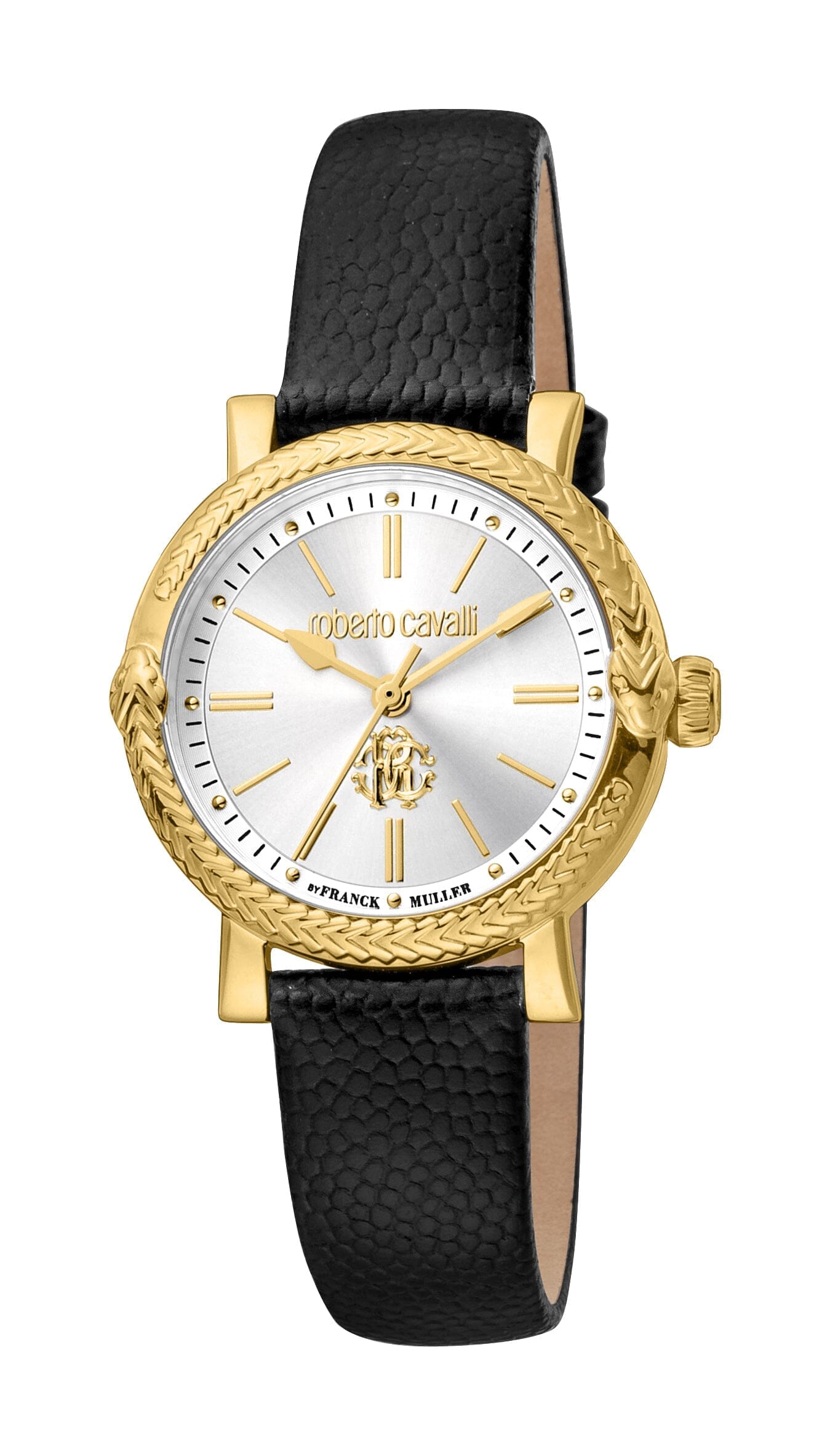 Women's Roberto Cavalli by Franck Muller Gold Quartz Black Watch Roberto Cavalli by Franck Muller 