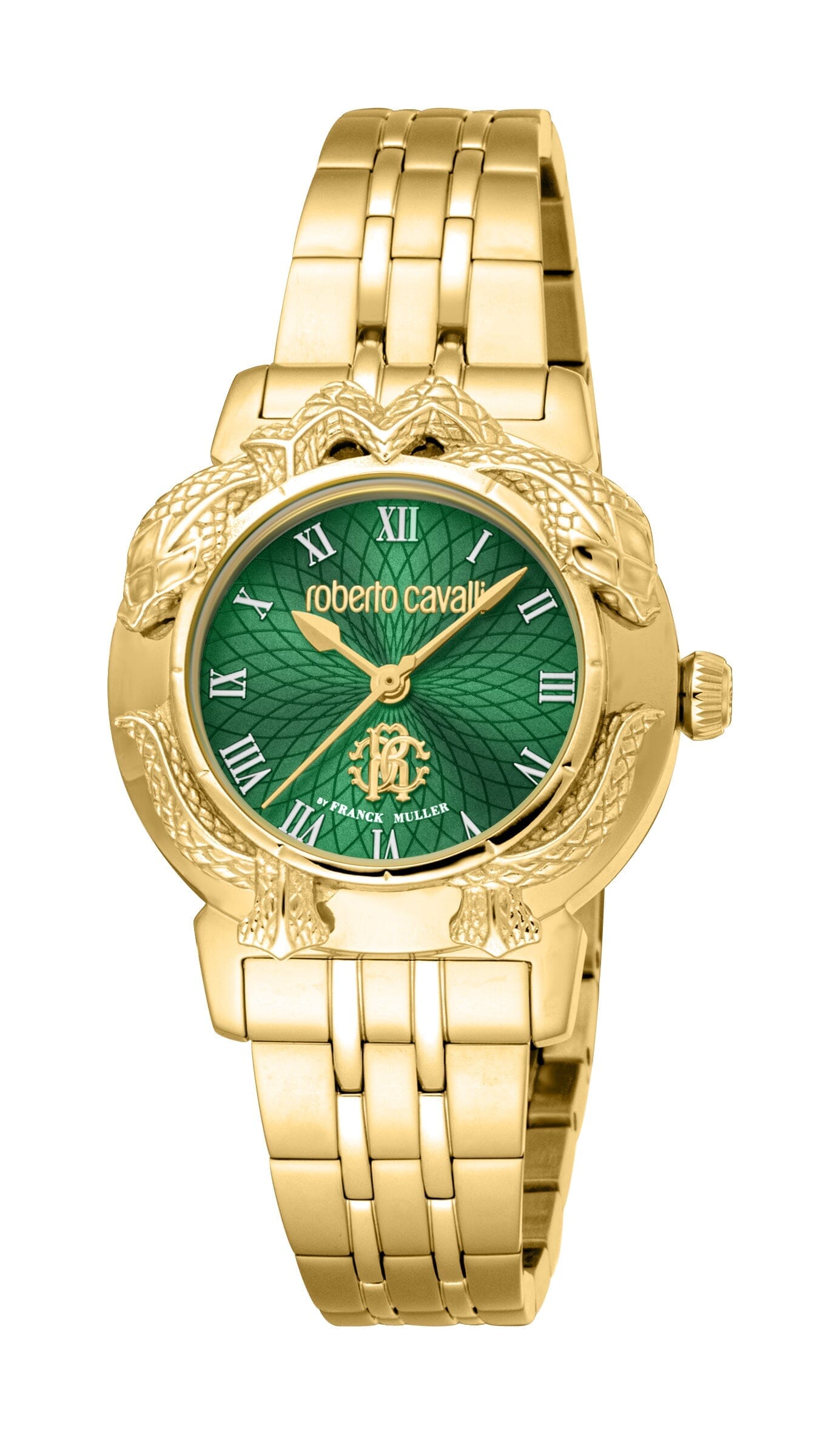 Women's Roberto Cavalli by Franck Muller Gold Quartz Dark Green Dial Watch Roberto Cavalli by Franck Muller 