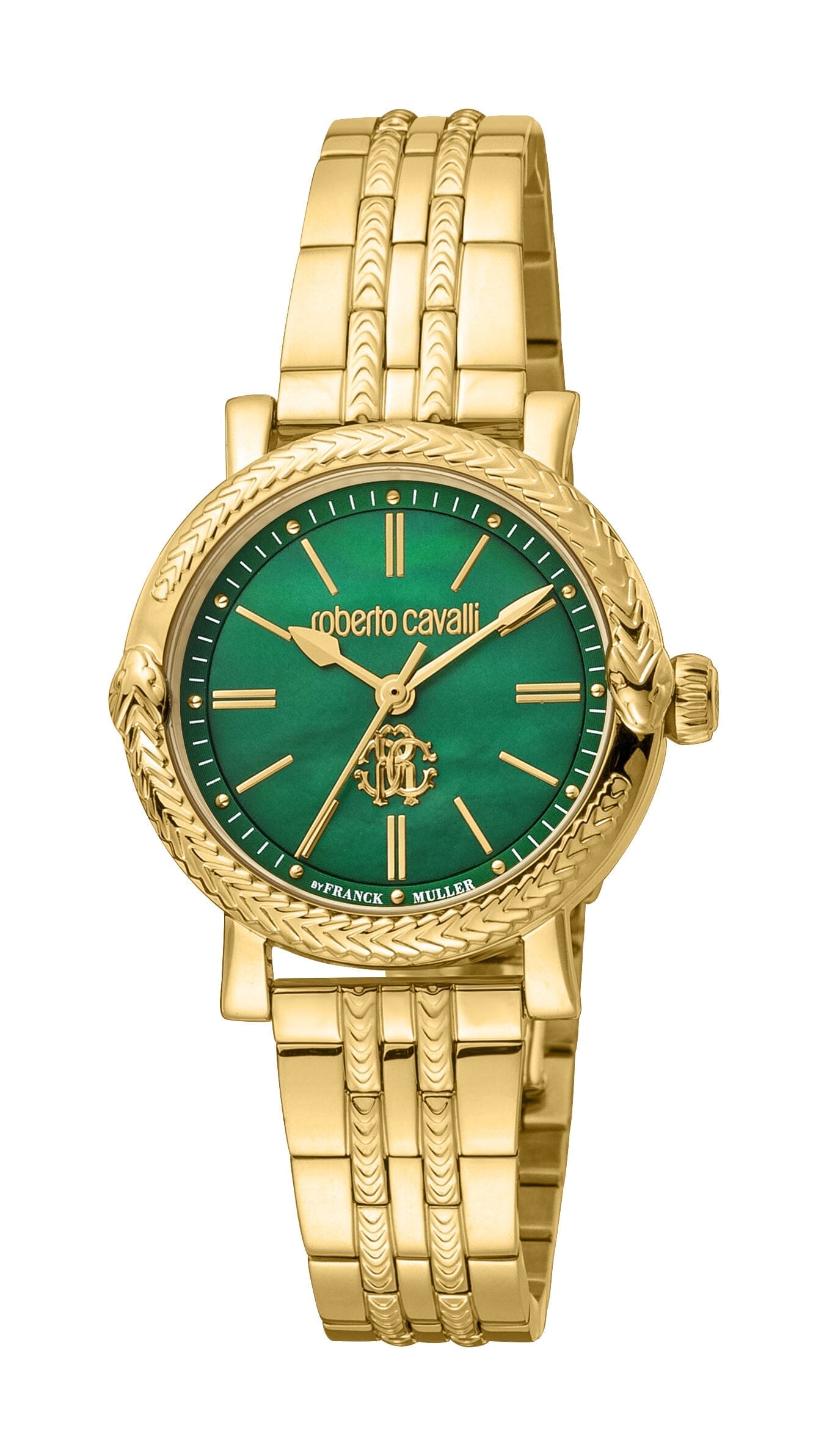 Women's Roberto Cavalli by Franck Muller Green MOP Gold Quartz Watch Roberto Cavalli by Franck Muller 