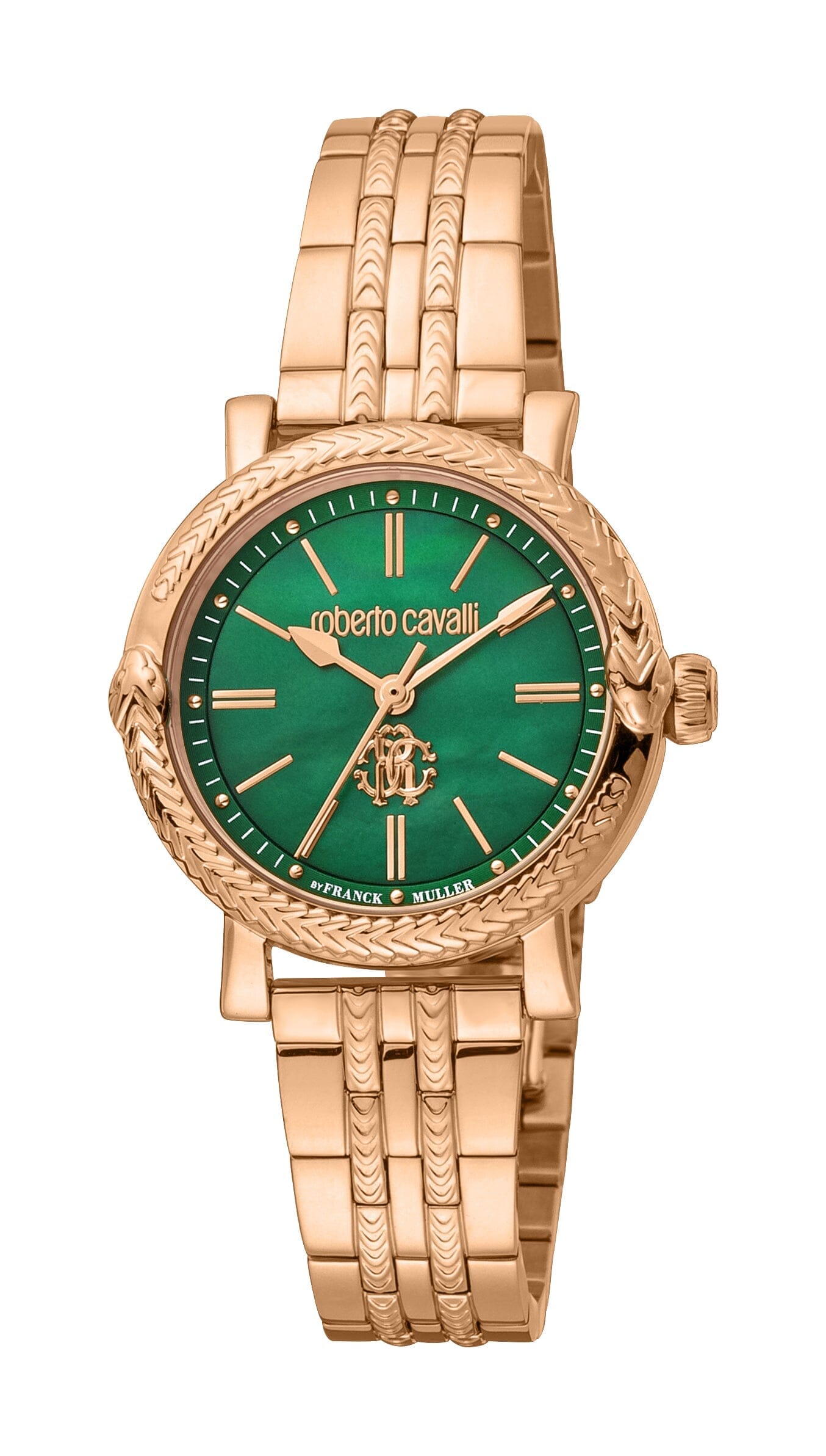 Women's Roberto Cavalli by Franck Muller Green MOP Rose Gold Quartz Watch Roberto Cavalli by Franck Muller 
