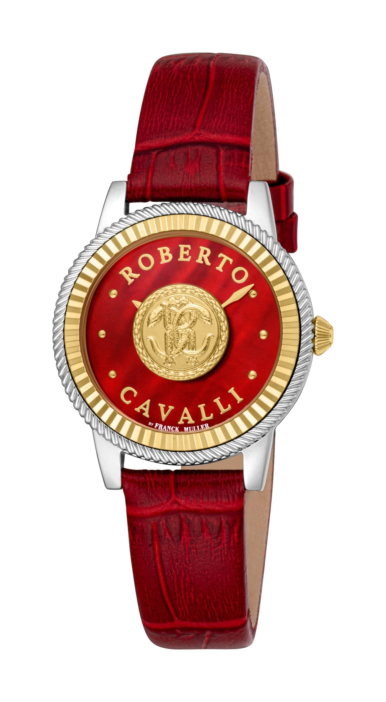 Women's Roberto Cavalli by Franck Muller Red MOP Two Tone Silver & Gold Quartz Watch Roberto Cavalli by Franck Muller 