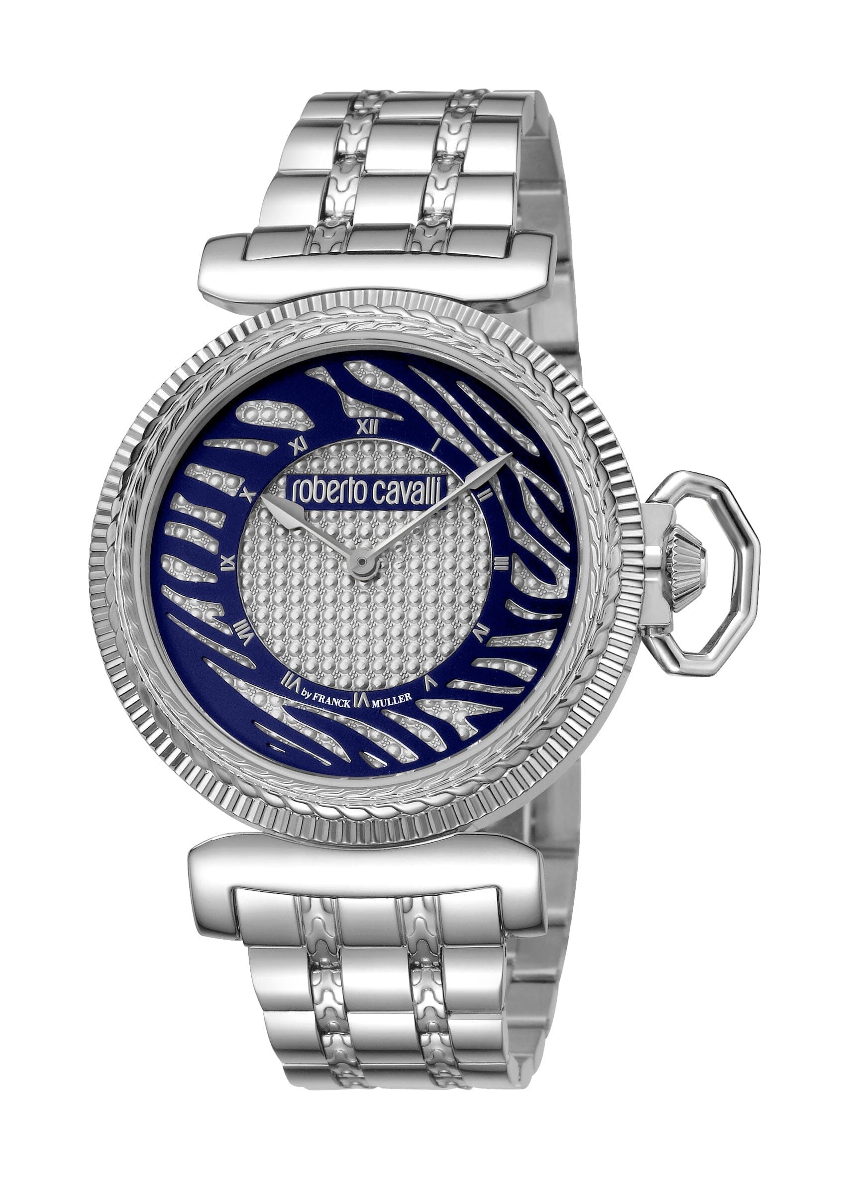 Women's Roberto Cavalli by Franck Muller Silver & Blue Dial Quartz Watch Roberto Cavalli by Franck Muller 
