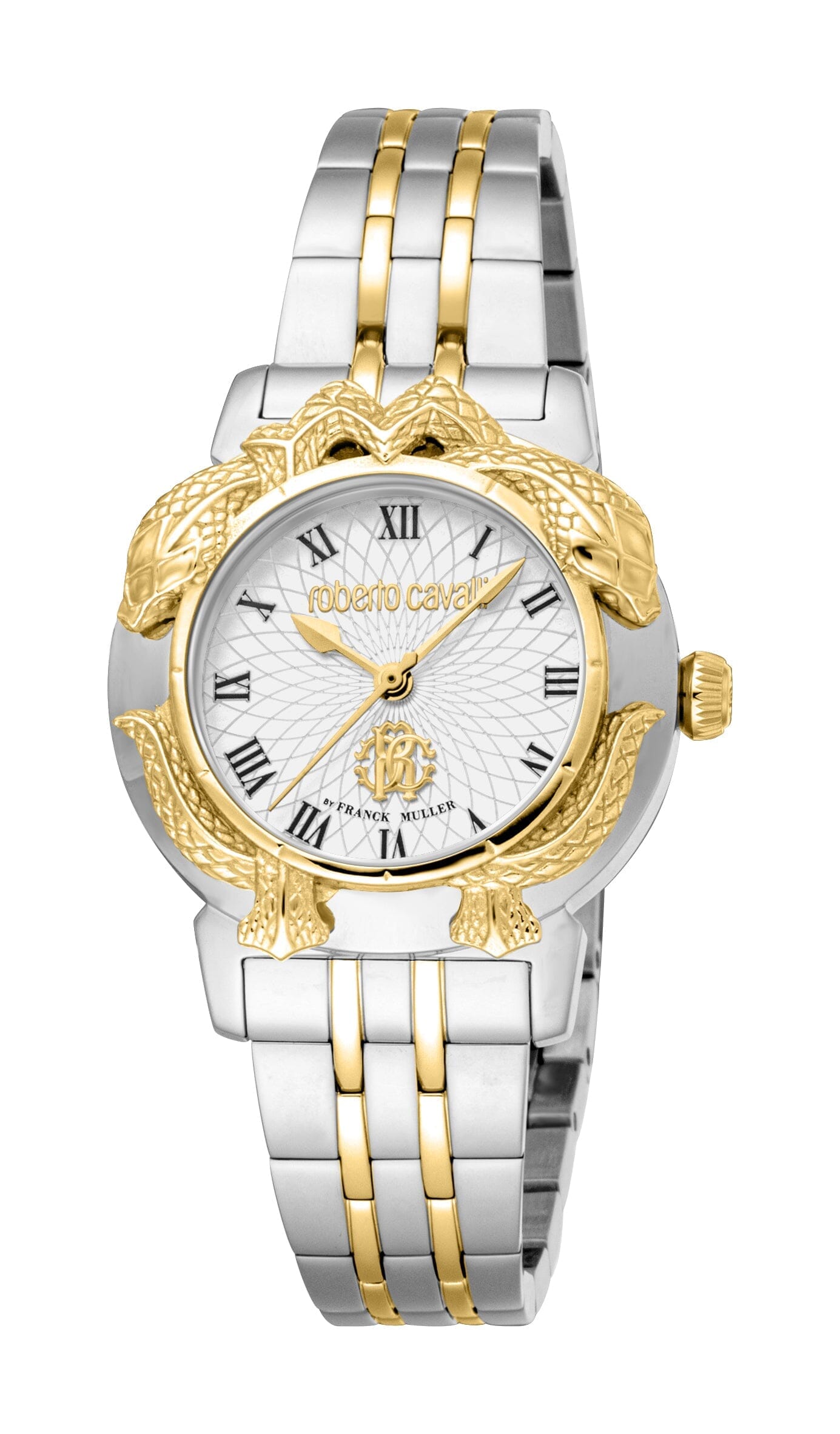 Women's Roberto Cavalli by Franck Muller Silver Dial Two Tone Silver & Gold Quartz Watch Roberto Cavalli by Franck Muller 