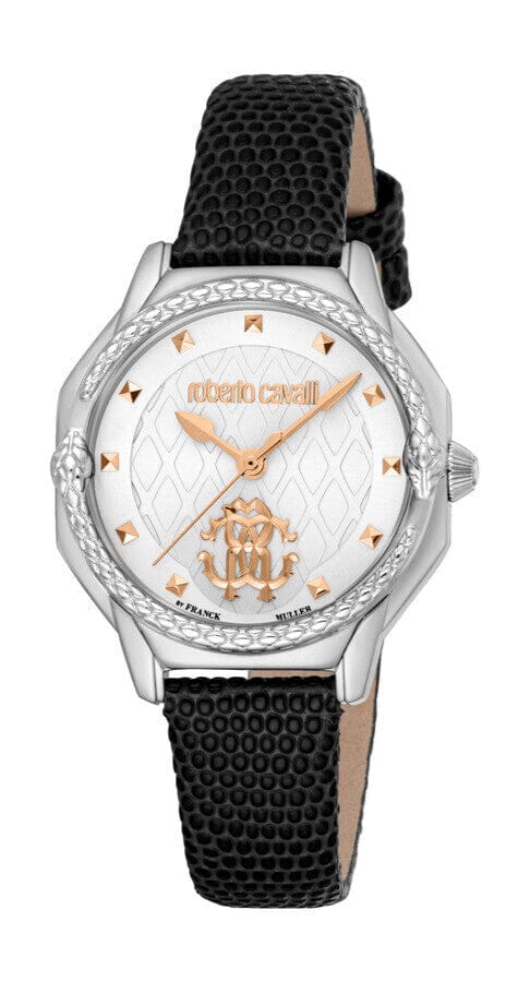 Women's Roberto Cavalli by Franck Muller Silver Quartz Black Watch Roberto Cavalli by Franck Muller 