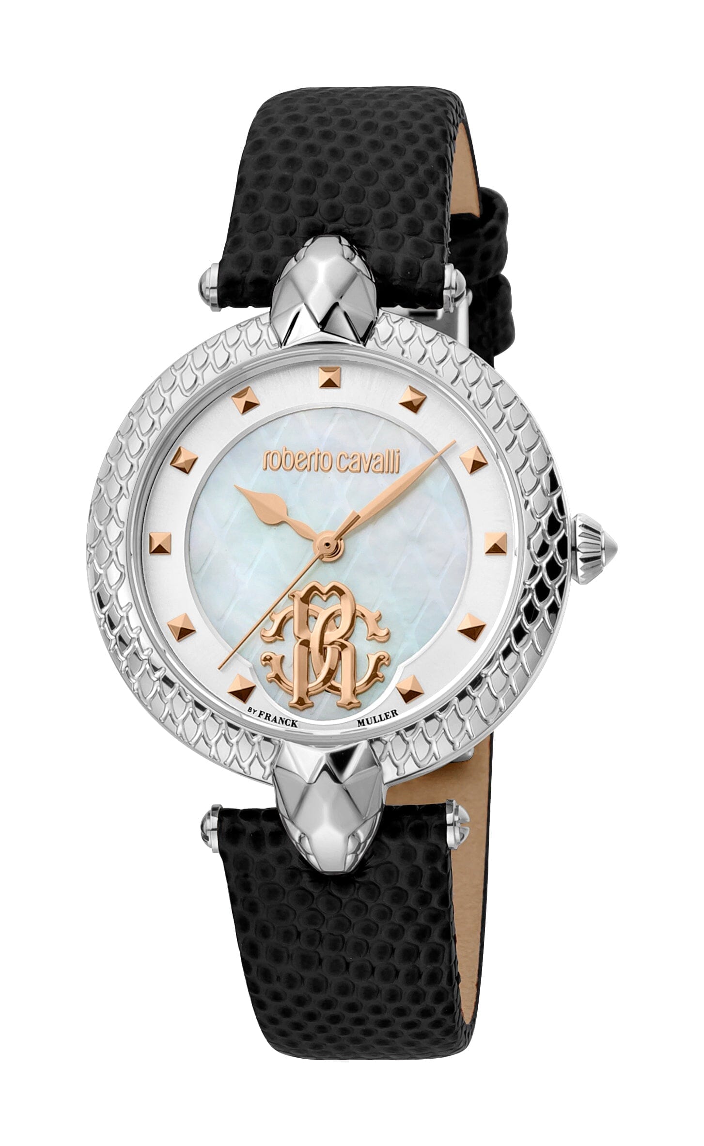 Women's Roberto Cavalli by Franck Muller Silver Quartz White MOP Black Watch Roberto Cavalli by Franck Muller 