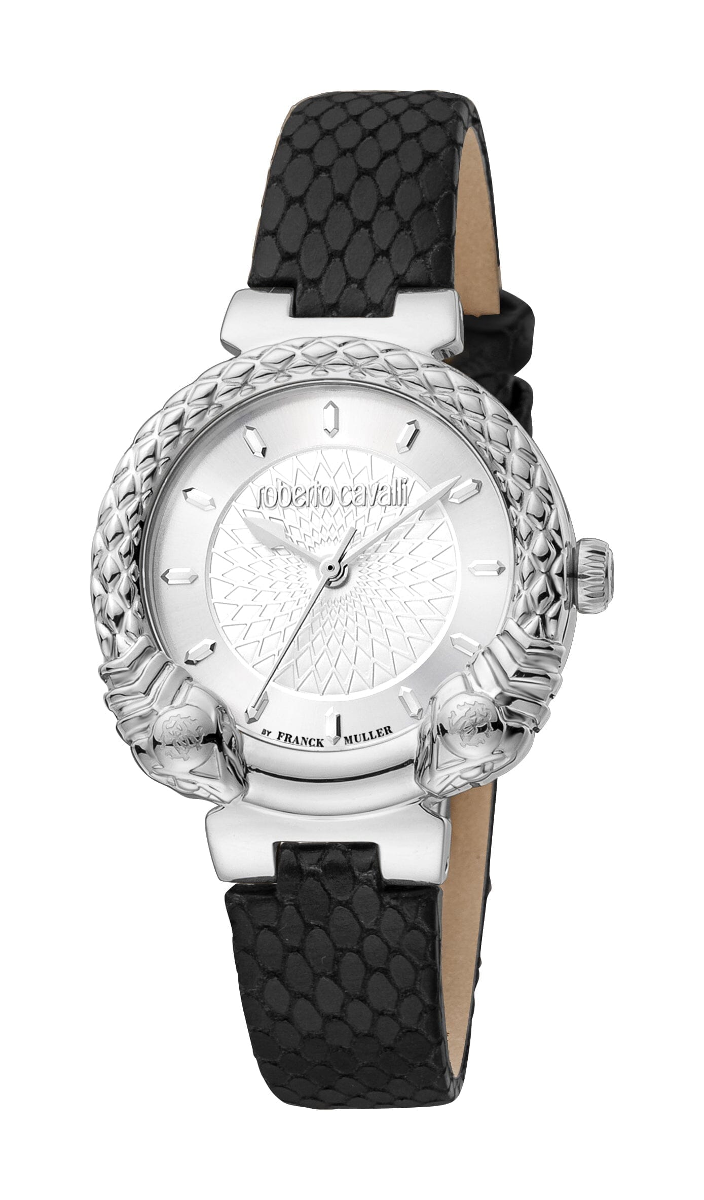 Women's Roberto Cavalli by Franck Muller Snake Silver Quartz Black Watch Roberto Cavalli by Franck Muller 