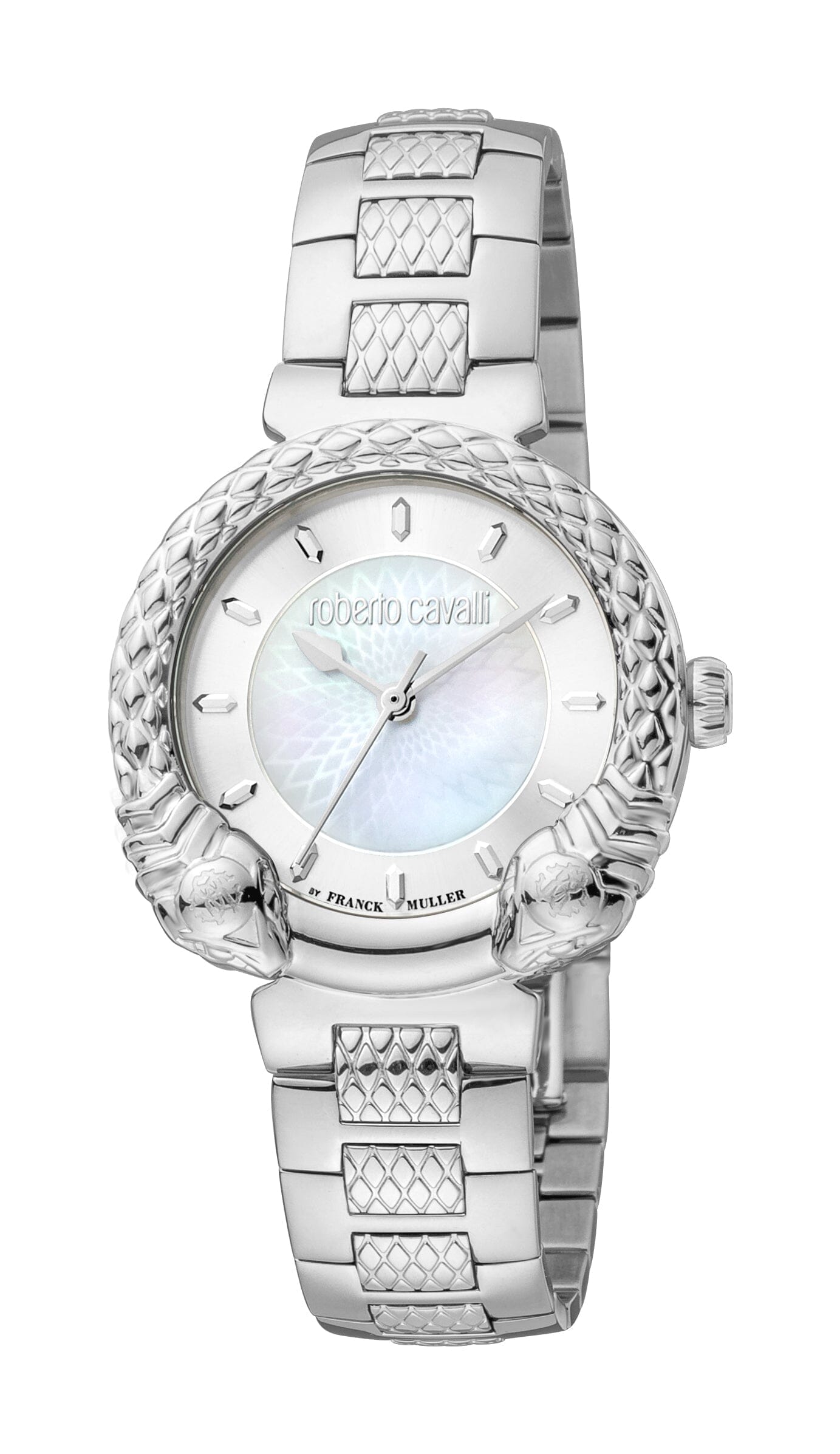 Women's Roberto Cavalli by Franck Muller Snake White MOP Silver Quartz Watch Roberto Cavalli by Franck Muller 
