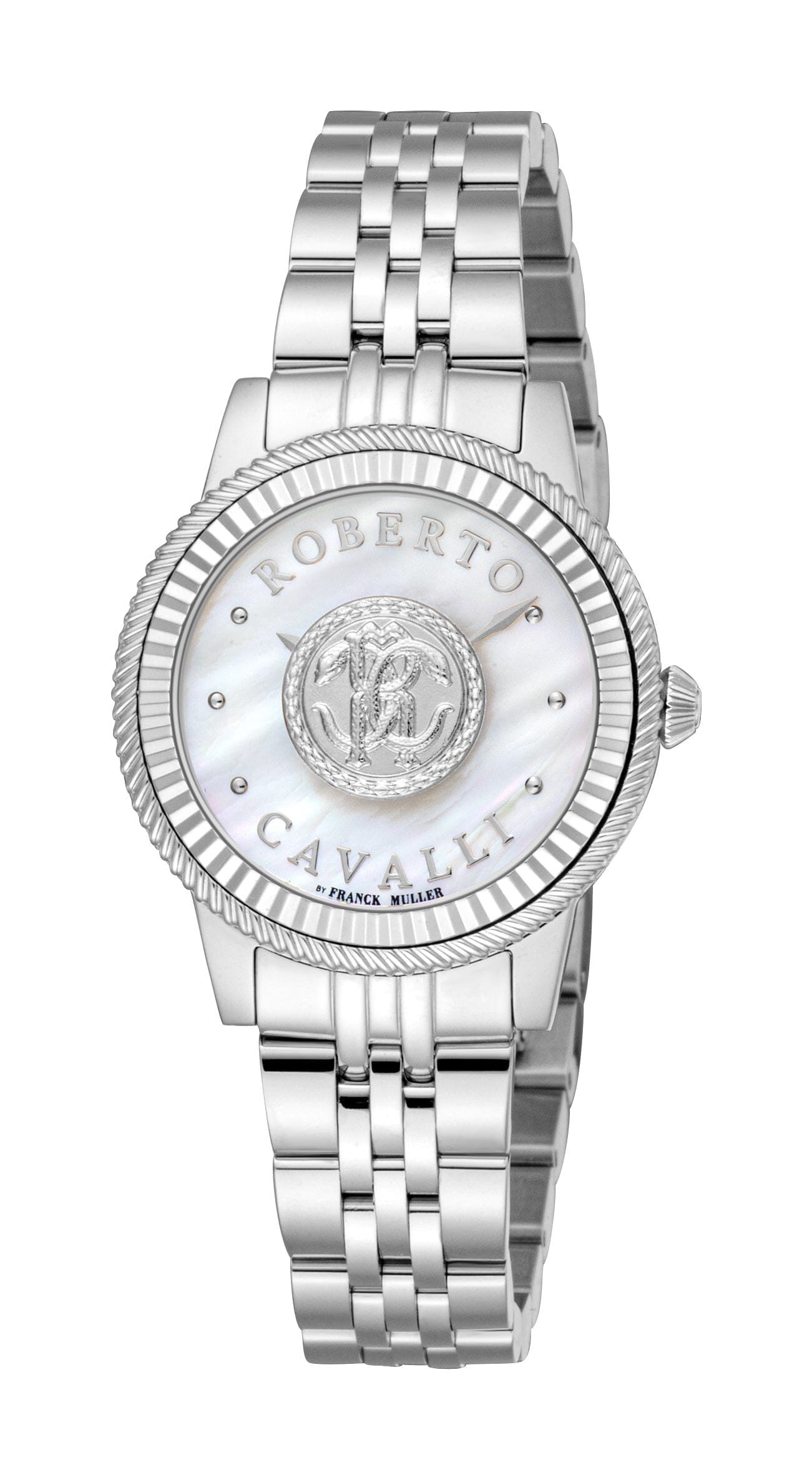 Women's Roberto Cavalli by Franck Muller Stainless Steel Silver Quartz White MOP Watch Roberto Cavalli by Franck Muller 