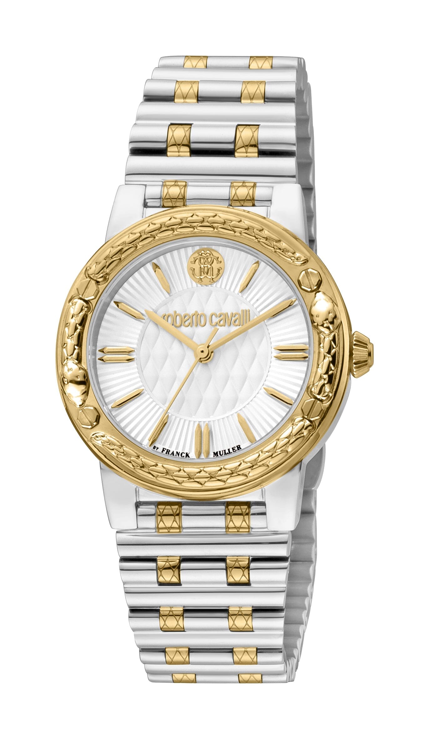 Women's Roberto Cavalli by Franck Muller Stainless Steel Two Tone Silver & Gold Quartz Silver Dial Watch Roberto Cavalli by Franck Muller 