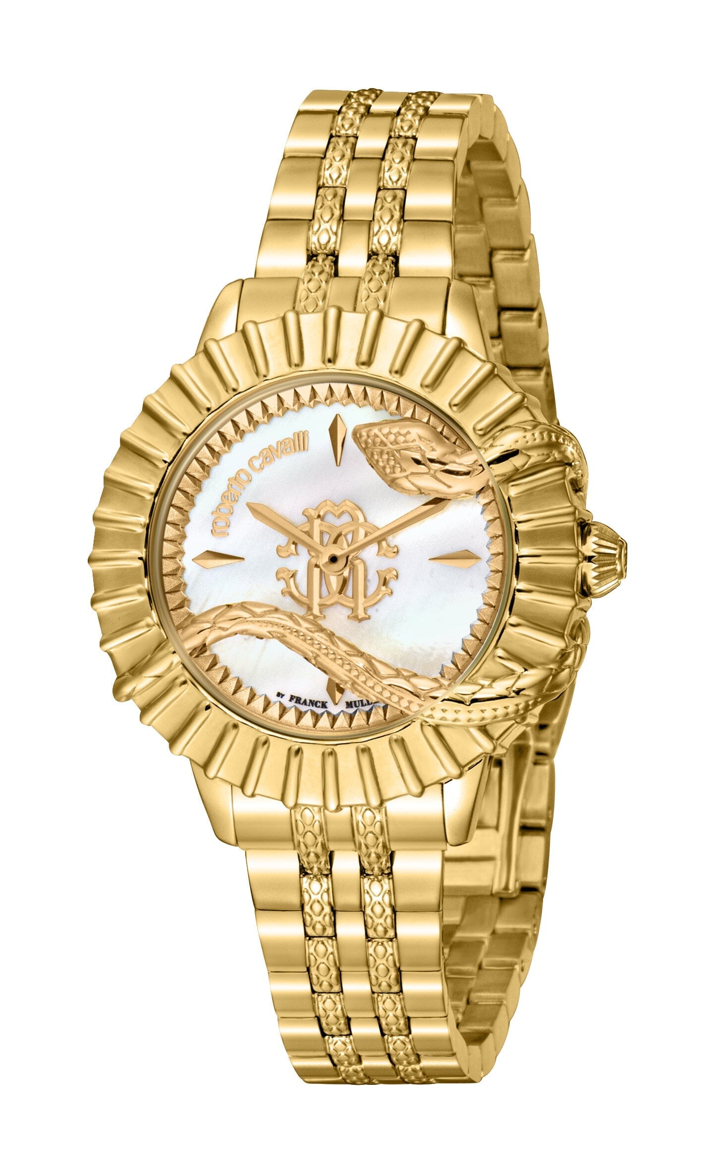 Women's Roberto Cavalli by Franck Muller White MOP Gold Quartz Watch Roberto Cavalli by Franck Muller 