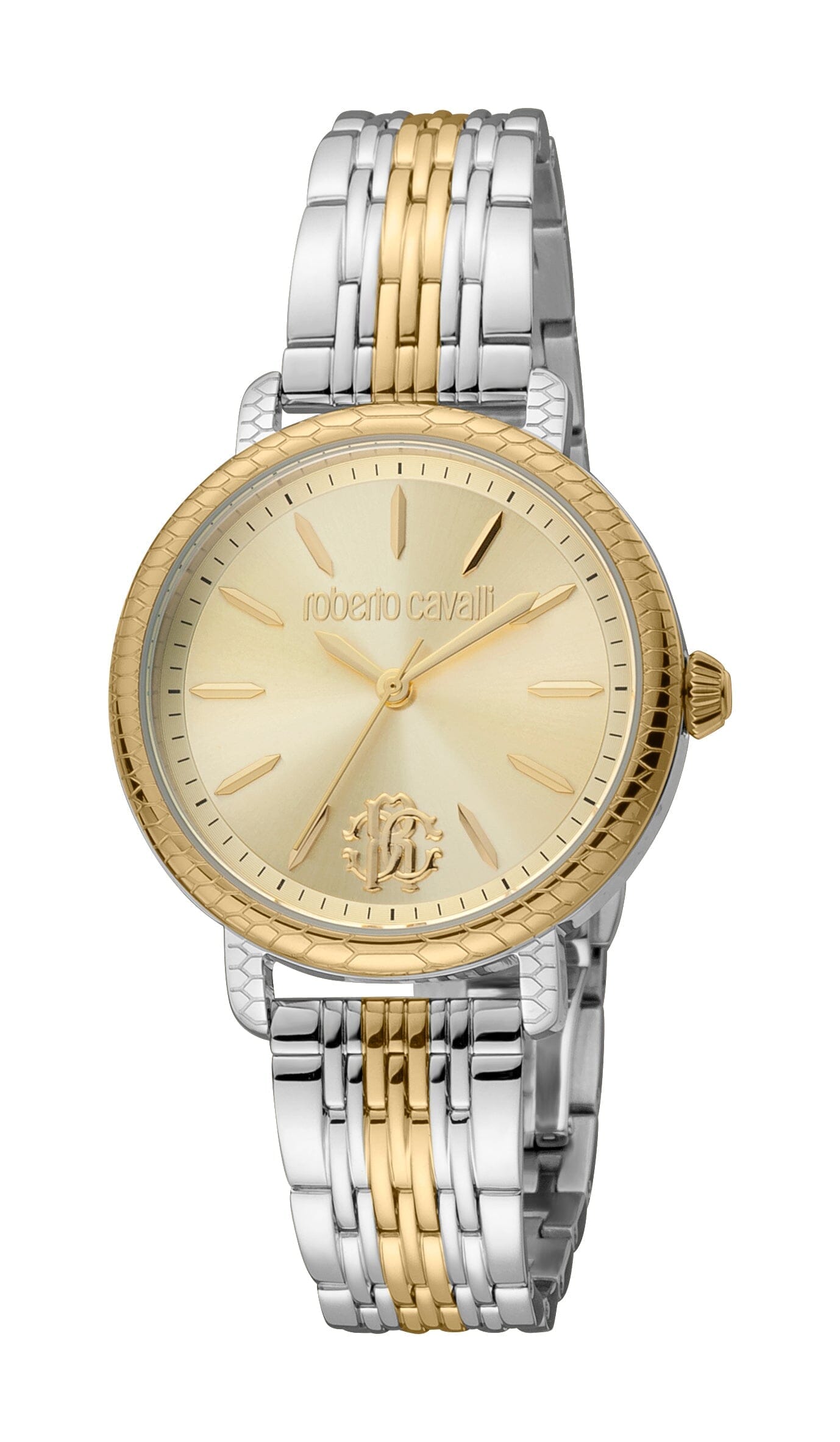 Women's Roberto Cavalli Champagne Dial Two Tone Silver & Gold Quartz Watch Roberto Cavalli 