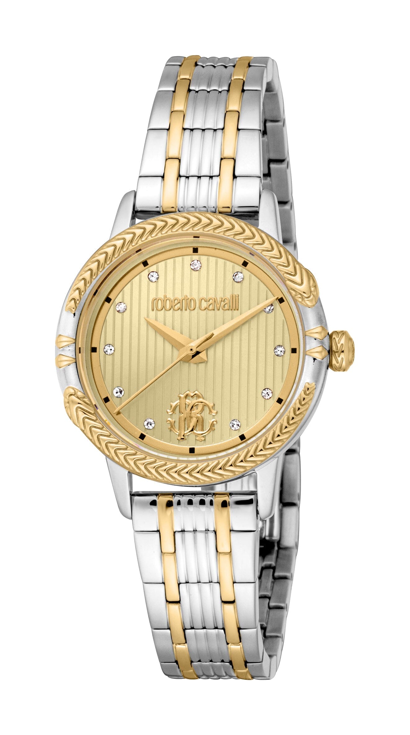Women's Roberto Cavalli Core Champagne Dial Two Tone Silver & Gold Quartz Watch Roberto Cavalli 