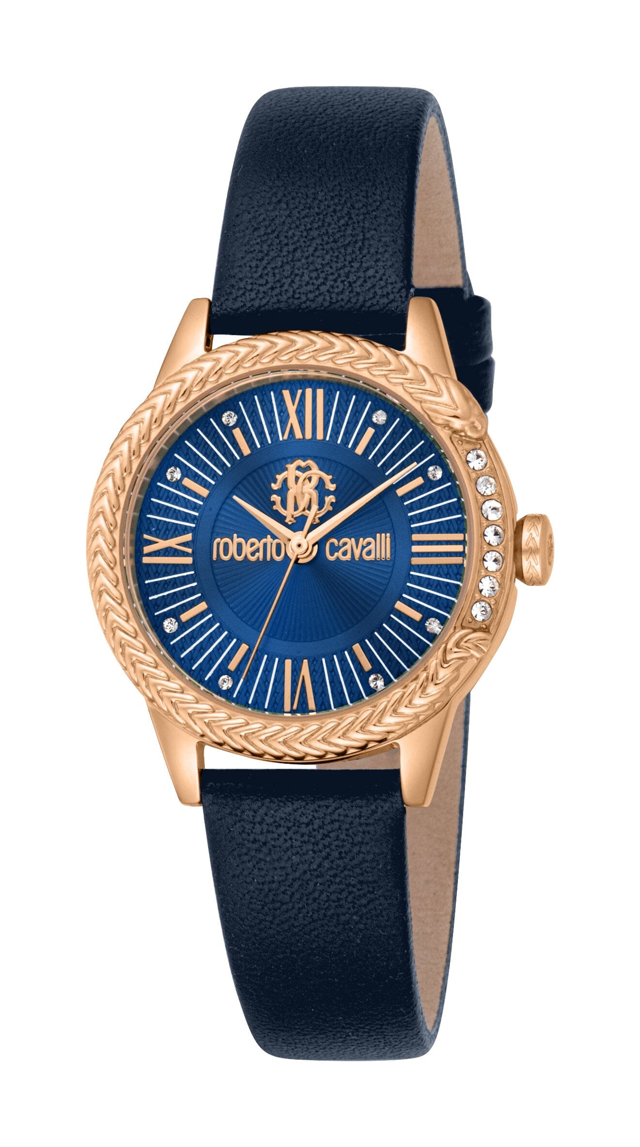 Women's Roberto Cavalli Core Dark Blue Dial Rose Gold Quartz Watch Roberto Cavalli 