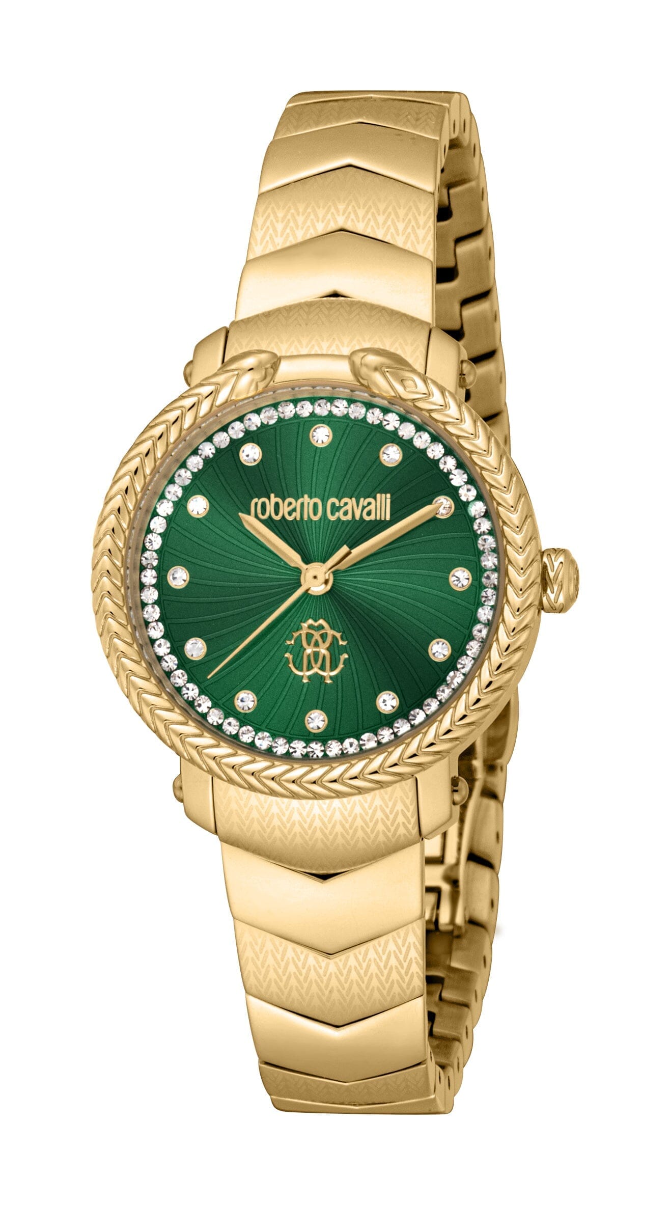 Women's Roberto Cavalli Core Dark Green Dial Gold Quartz Watch Roberto Cavalli 