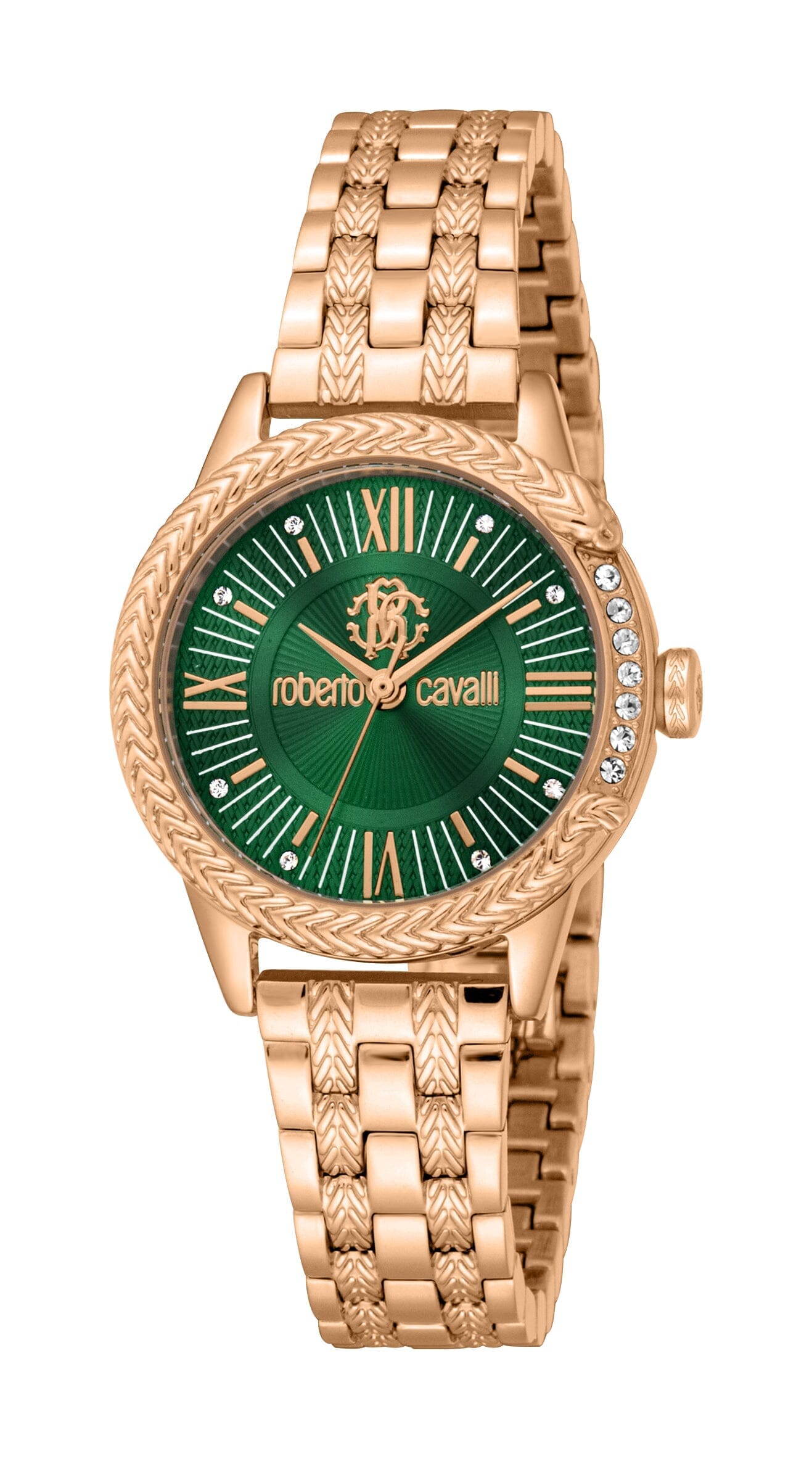 Women's Roberto Cavalli Core Dark Green Dial Rose Gold Quartz Watch Roberto Cavalli 