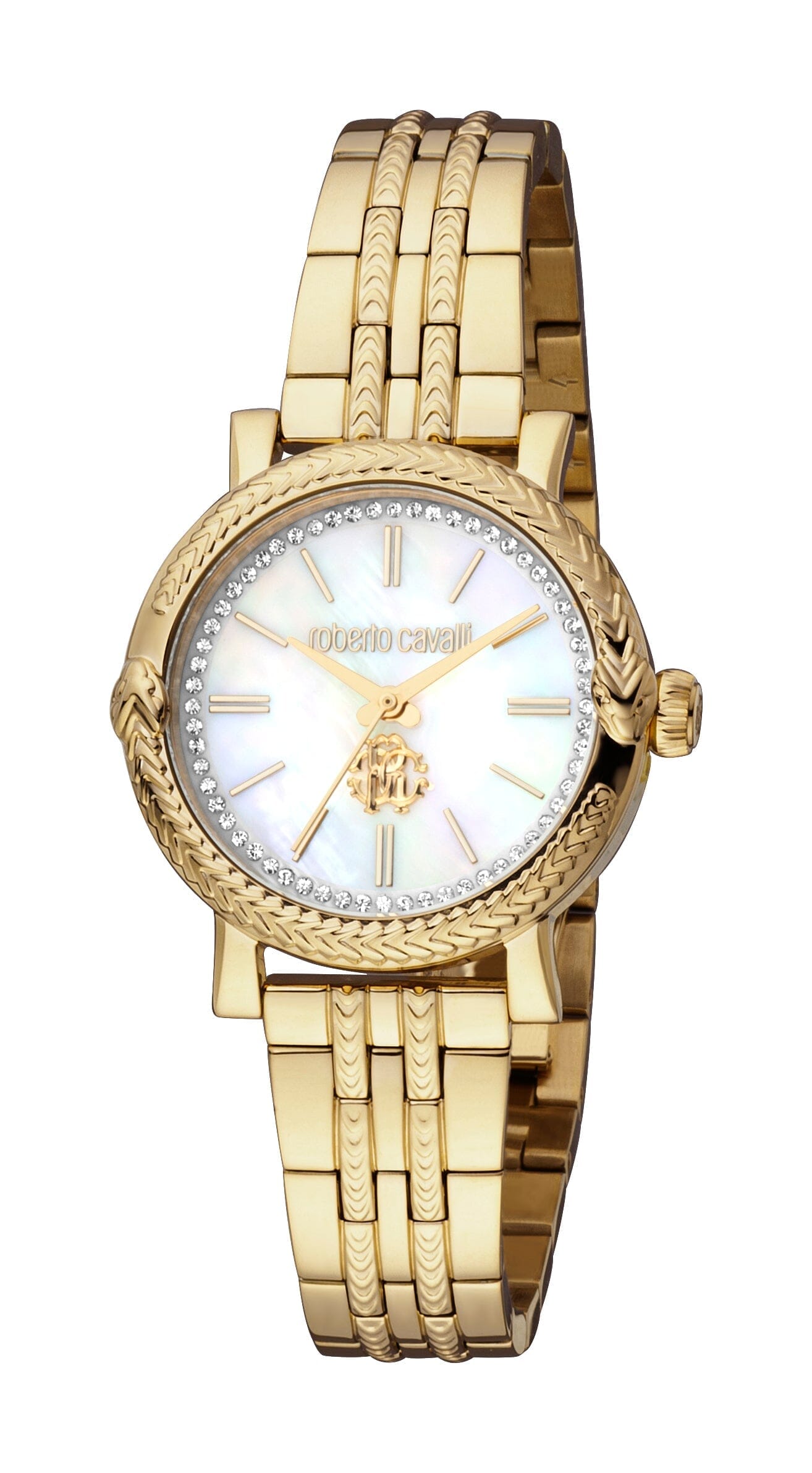Women's Roberto Cavalli Core White MOP Gold Quartz Watch Roberto Cavalli 