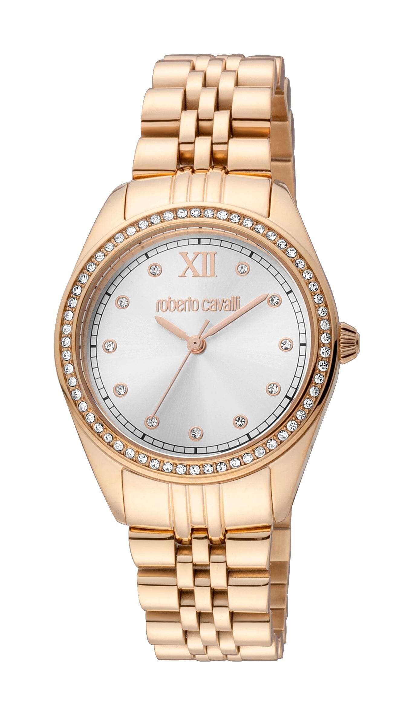 Women's Roberto Cavalli Glam Silver Dial Rose Gold Quartz Watch Roberto Cavalli 