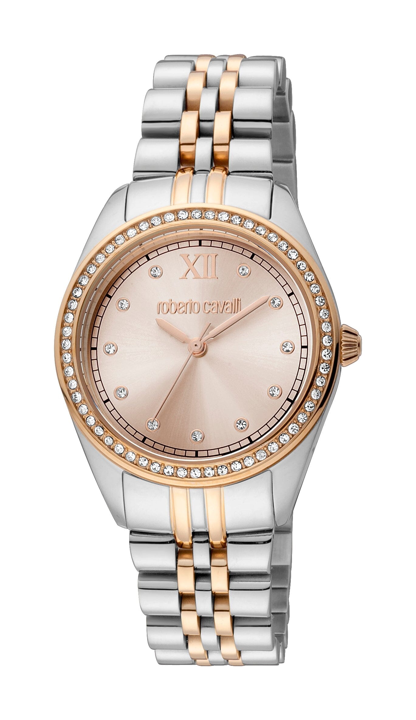 Women's Roberto Cavalli Glam Stainless Steel Two Tone Silver & Rose Gold Quartz Watch Roberto Cavalli 