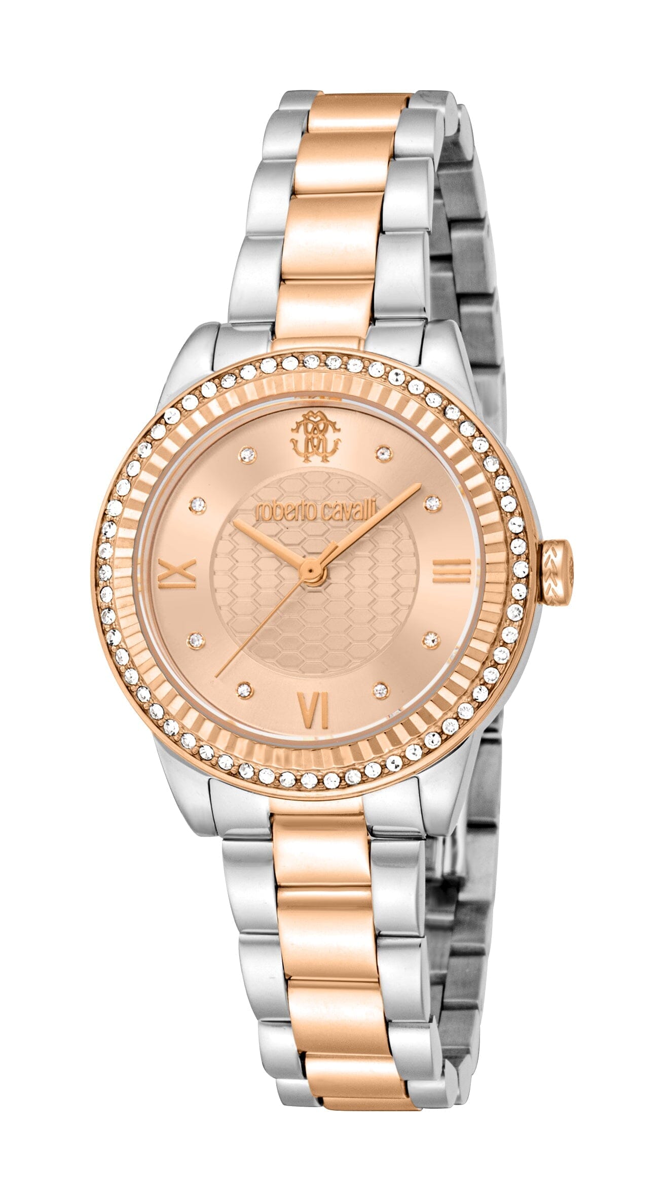 Women's Roberto Cavalli Glam Two Tone Silver & Rose Gold Dial Quartz Watch Roberto Cavalli 