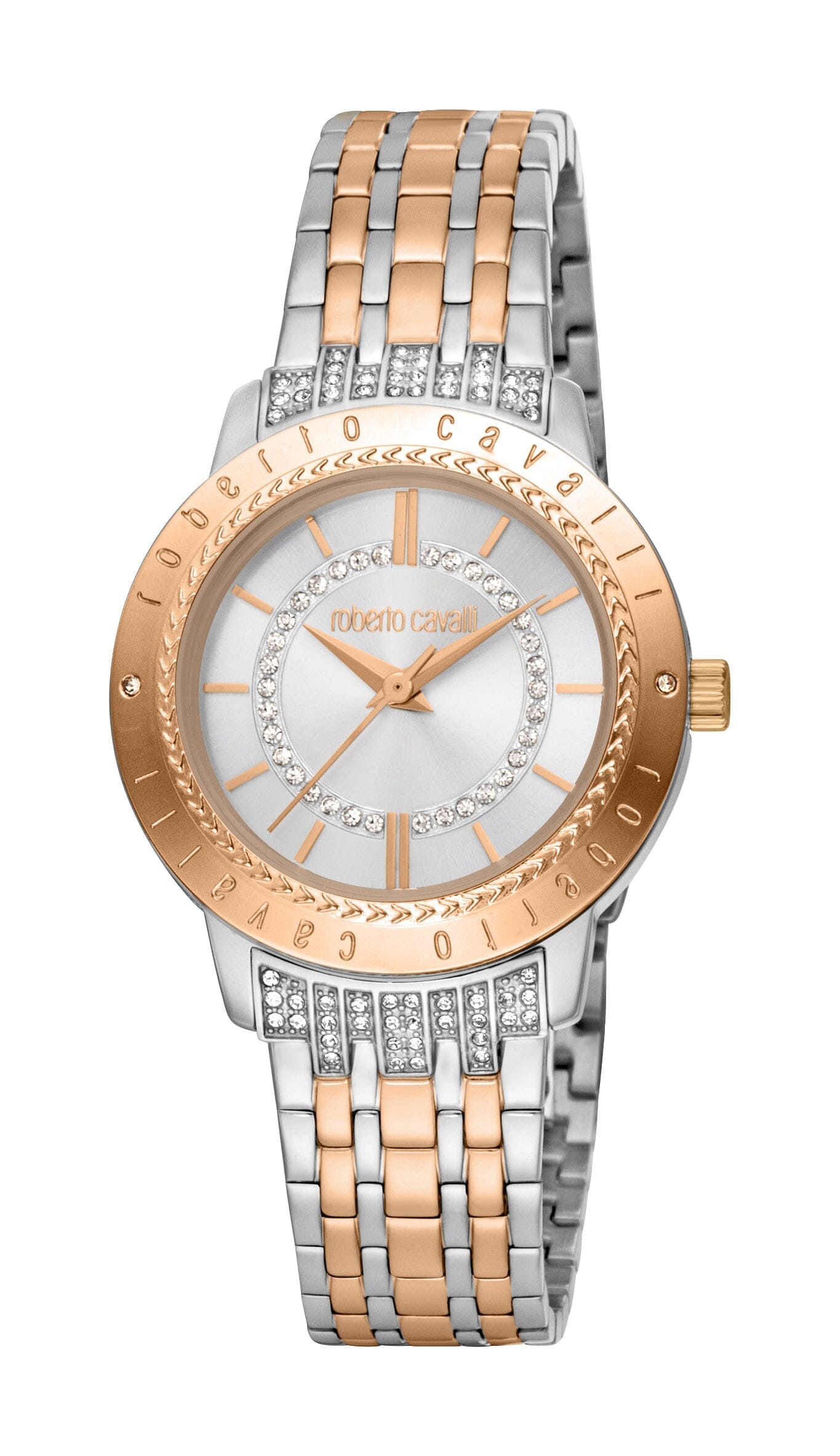 Women's Roberto Cavalli Glam Two Tone Silver & Rose Gold Quartz Watch Roberto Cavalli 