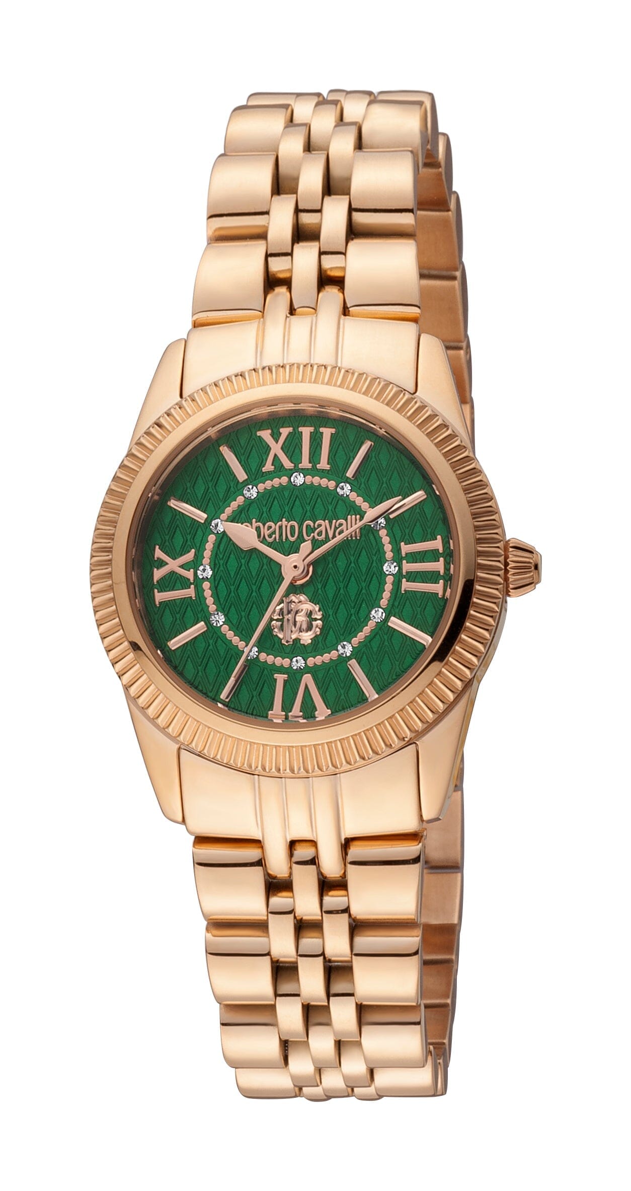 Women's Roberto Cavalli Mini Dark Green Dial Rose Gold Quartz Watch Roberto Cavalli 