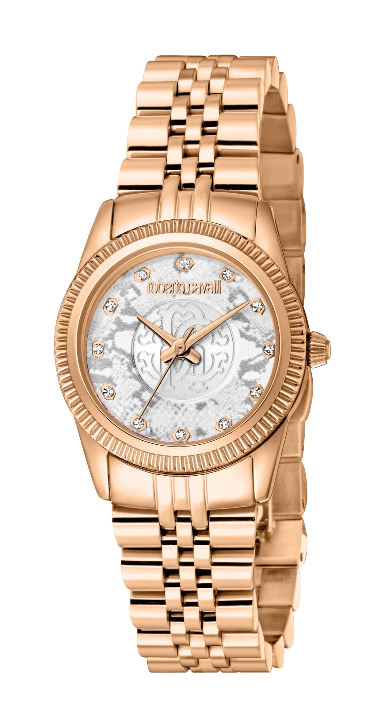 Women's Roberto Cavalli Mini Silver Dial Rose Gold Quartz Watch Roberto Cavalli 