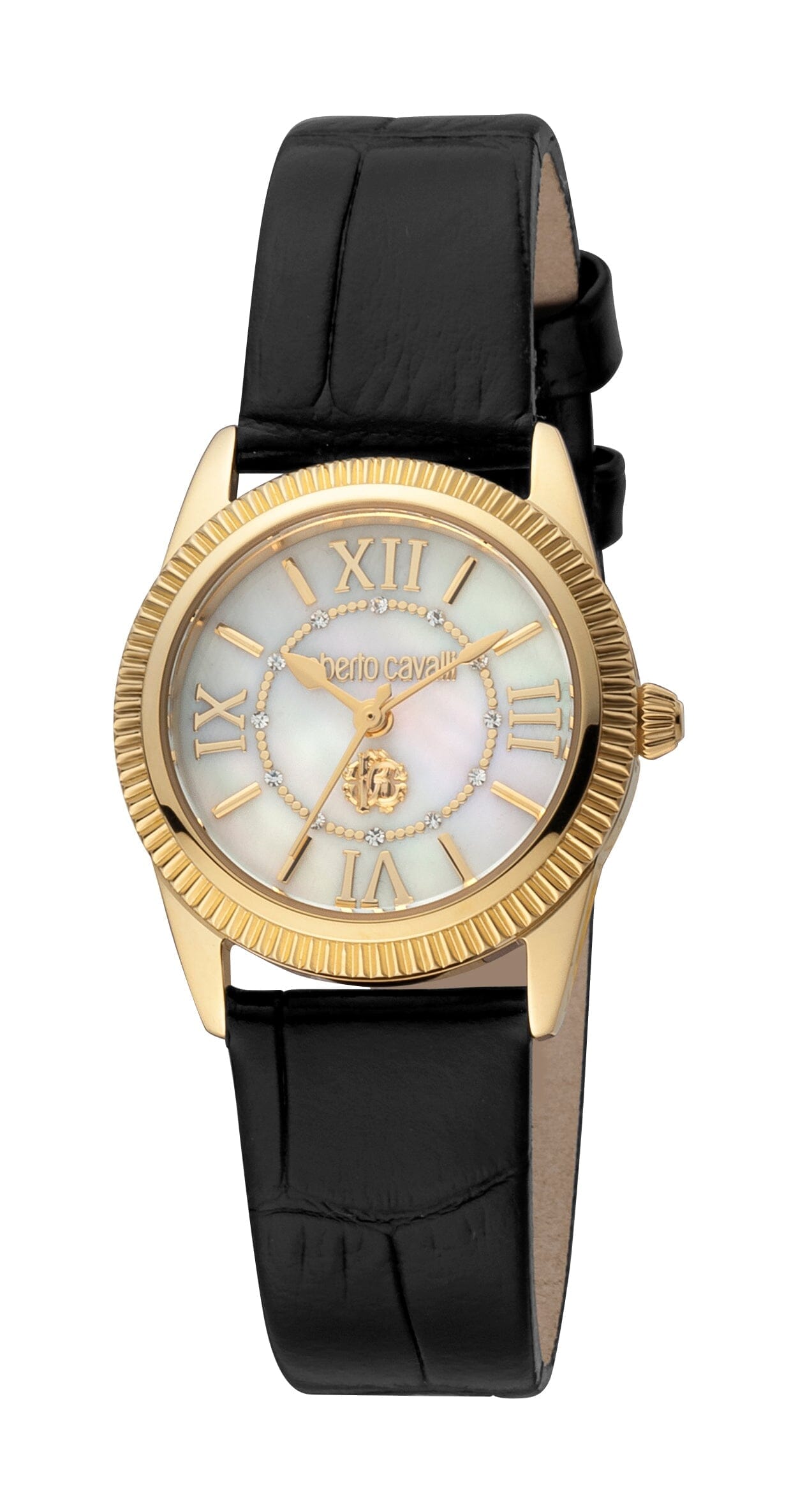 Women's Roberto Cavalli Mini White MOP Gold Quartz Watch Roberto Cavalli 