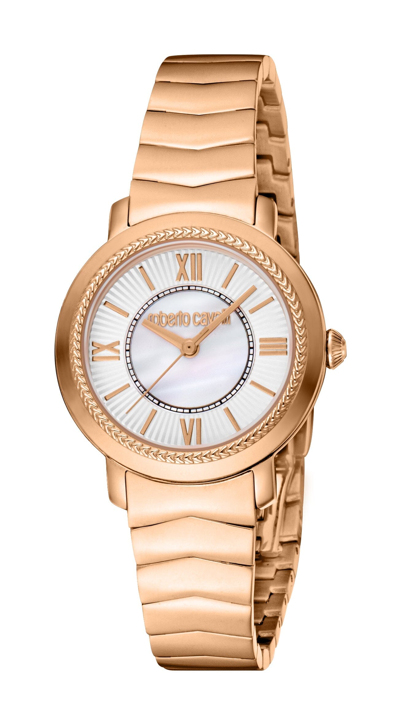 Women's Roberto Cavalli Rose Gold Quartz Silver & White MOP Watch Roberto Cavalli 