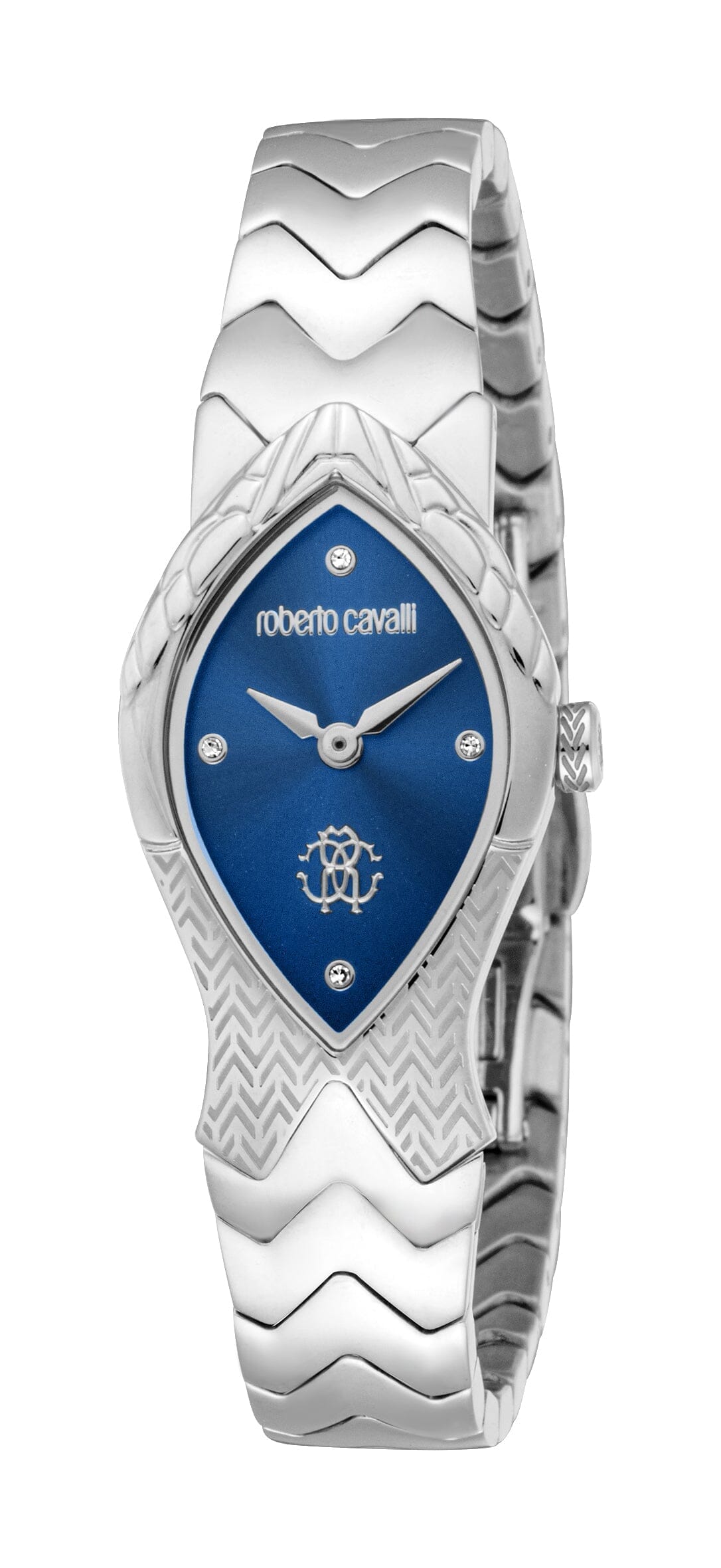Women's Roberto Cavalli Snake Core Dark Blue Dial Silver Quartz Watch Roberto Cavalli 