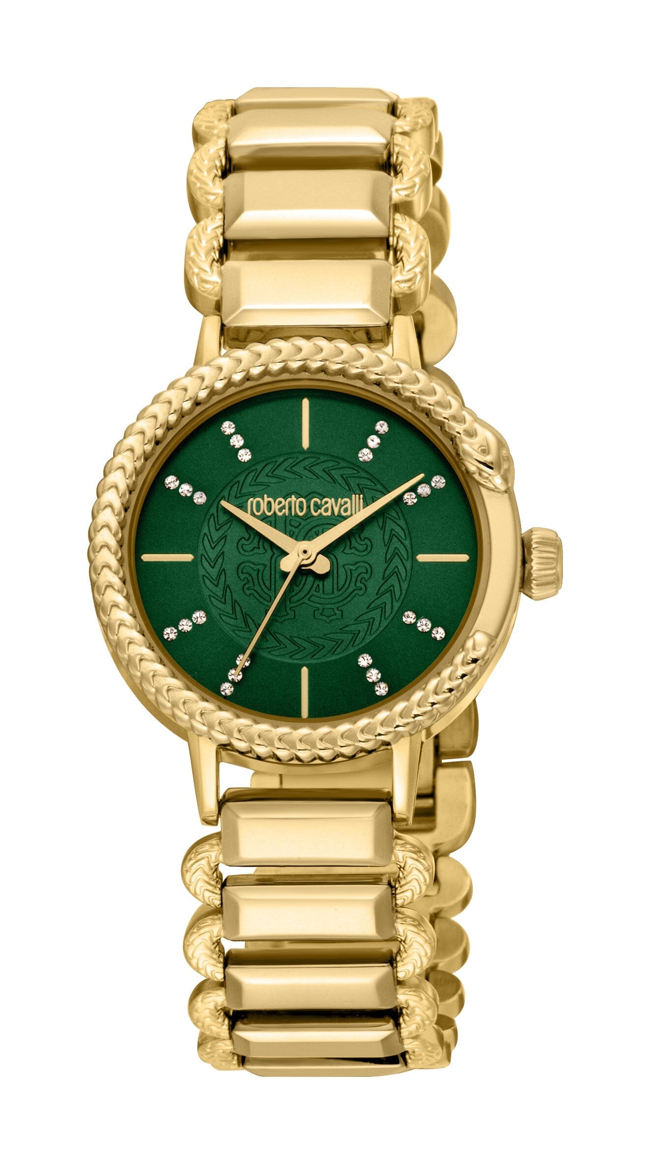 Women's Roberto Cavalli Snake Core Dark Green Dial Gold Quartz Watch Roberto Cavalli 