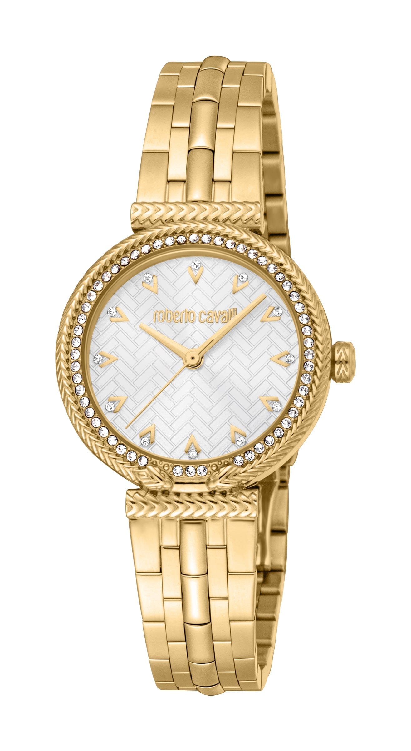 Women's Roberto Cavalli Snake Core Gold Quartz Silver Dial Watch Roberto Cavalli 