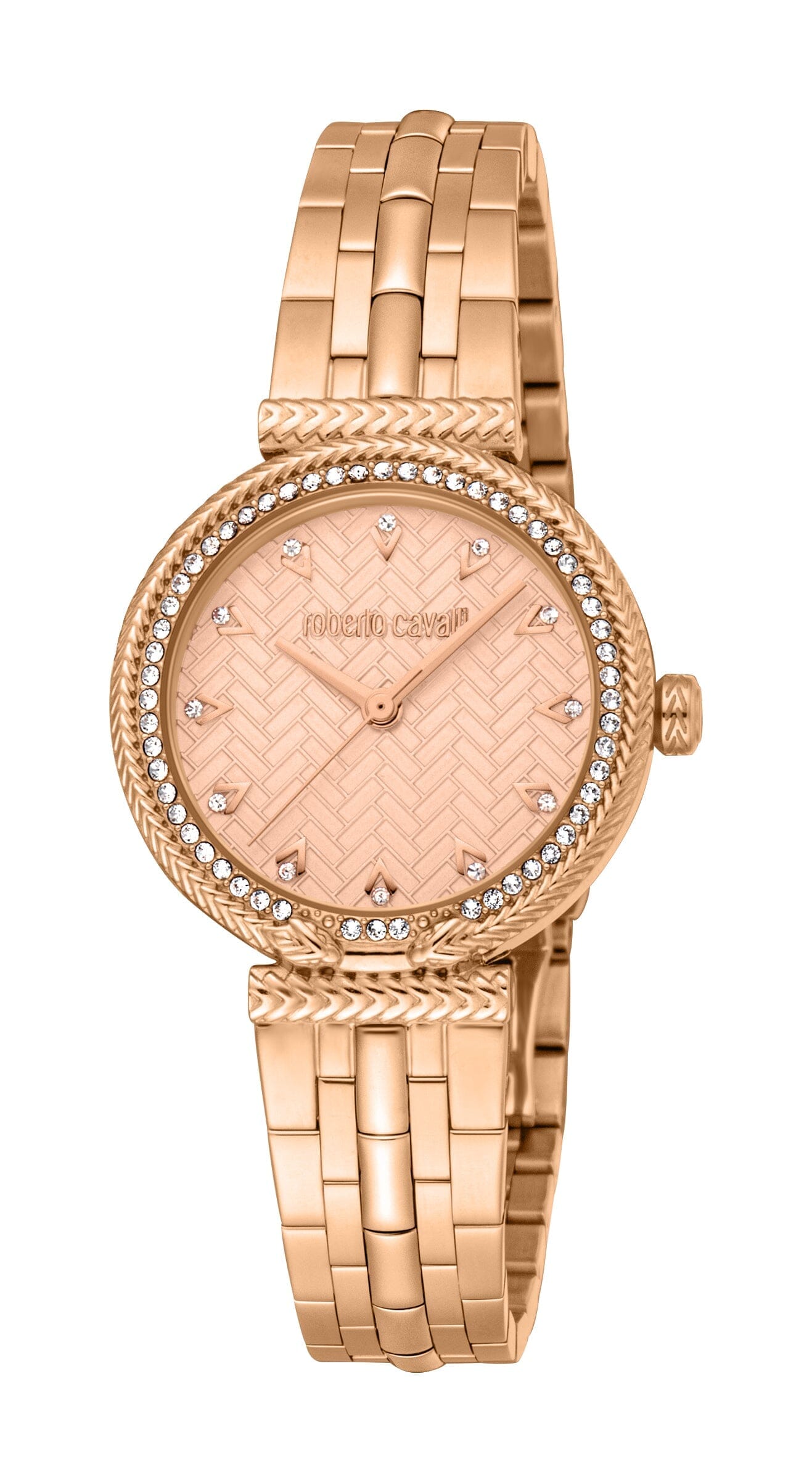 Women's Roberto Cavalli Snake Core Rose Gold with Stones Quartz Watch Roberto Cavalli 