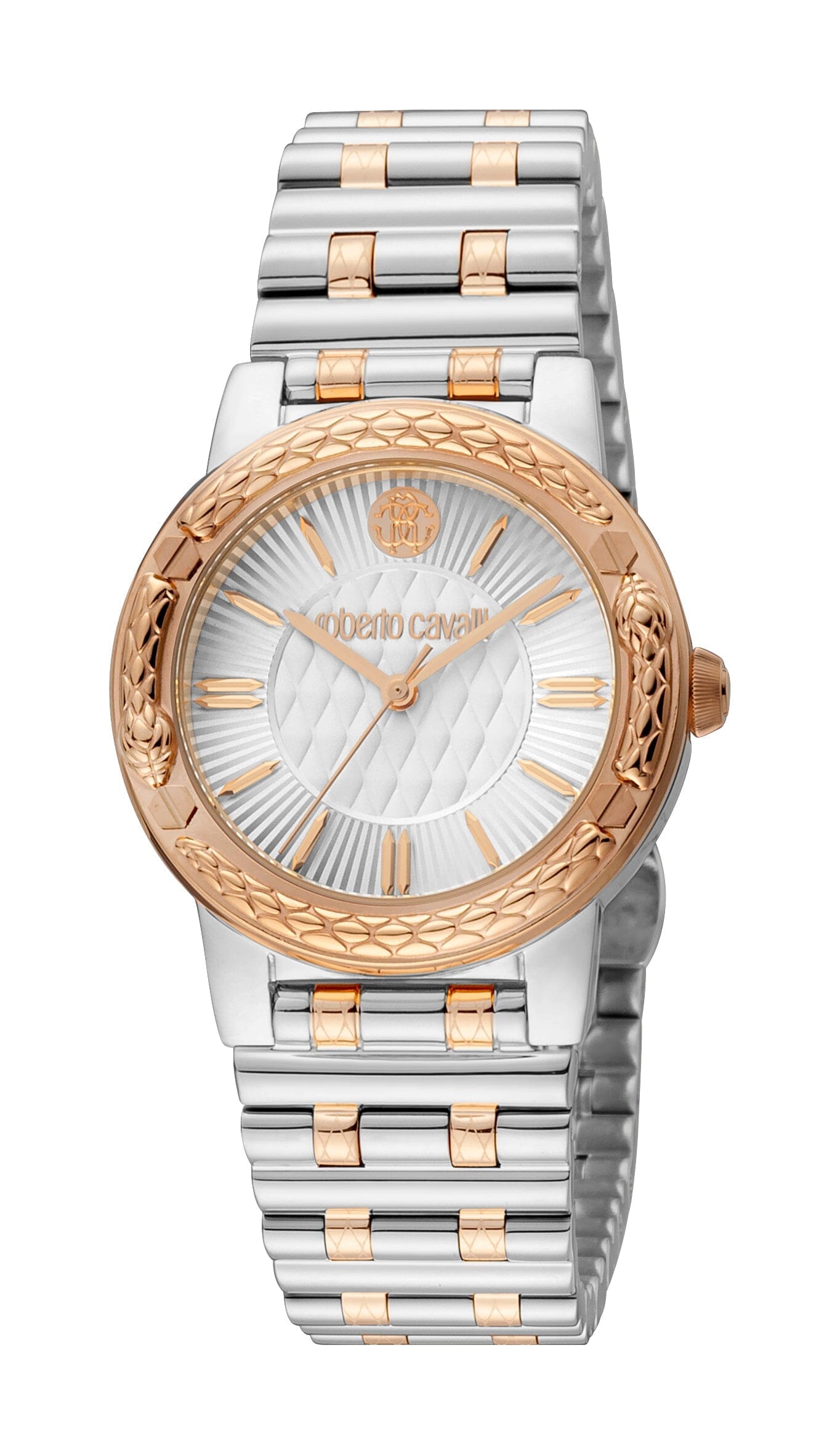 Women's Roberto Cavalli Snake Core Stainless Steel Two Tone Silver & Rose Gold Quartz Watch Roberto Cavalli 