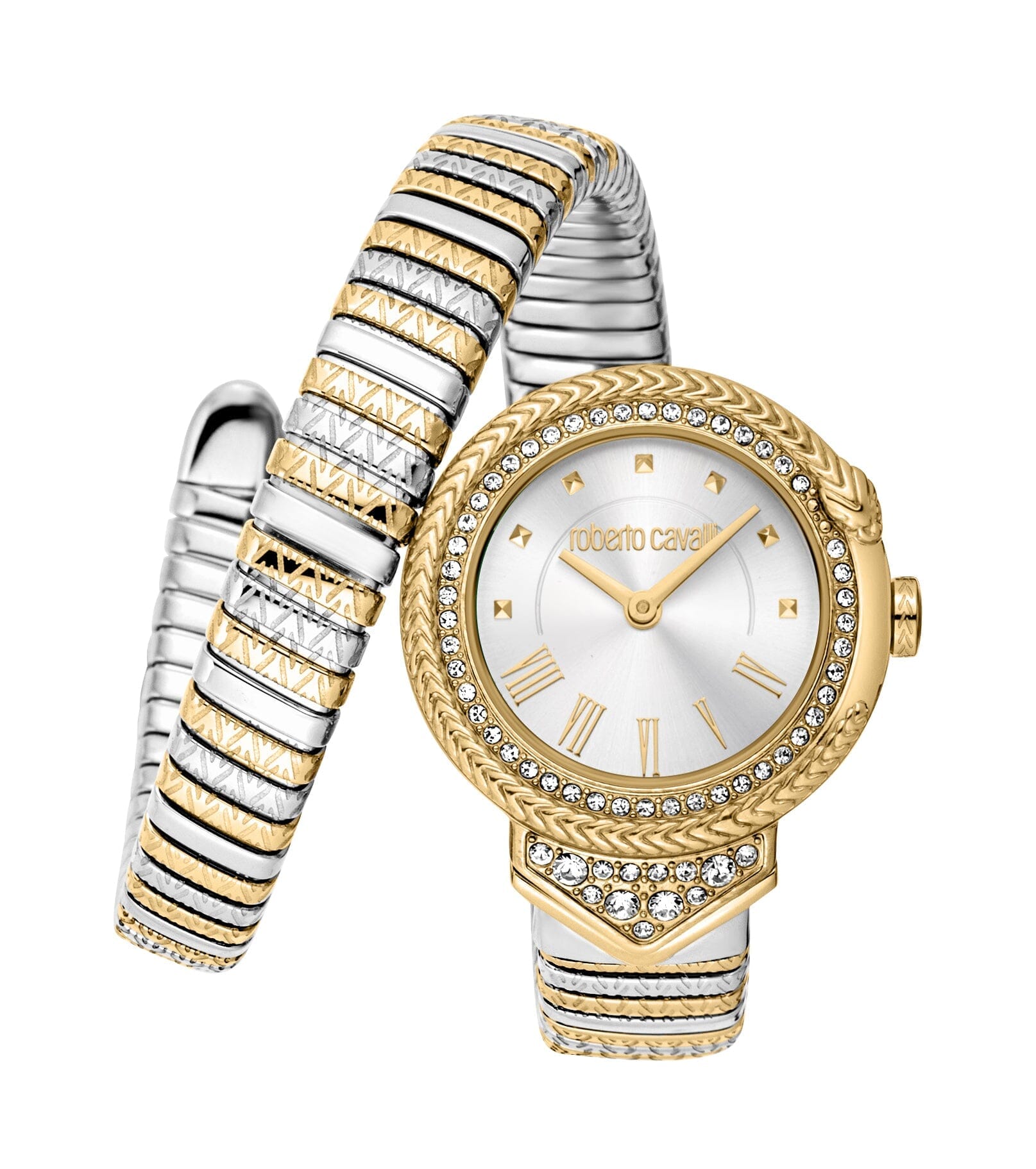 Women's Roberto Cavalli Snake Core Two Tone Silver & Gold Quartz Watch Roberto Cavalli 
