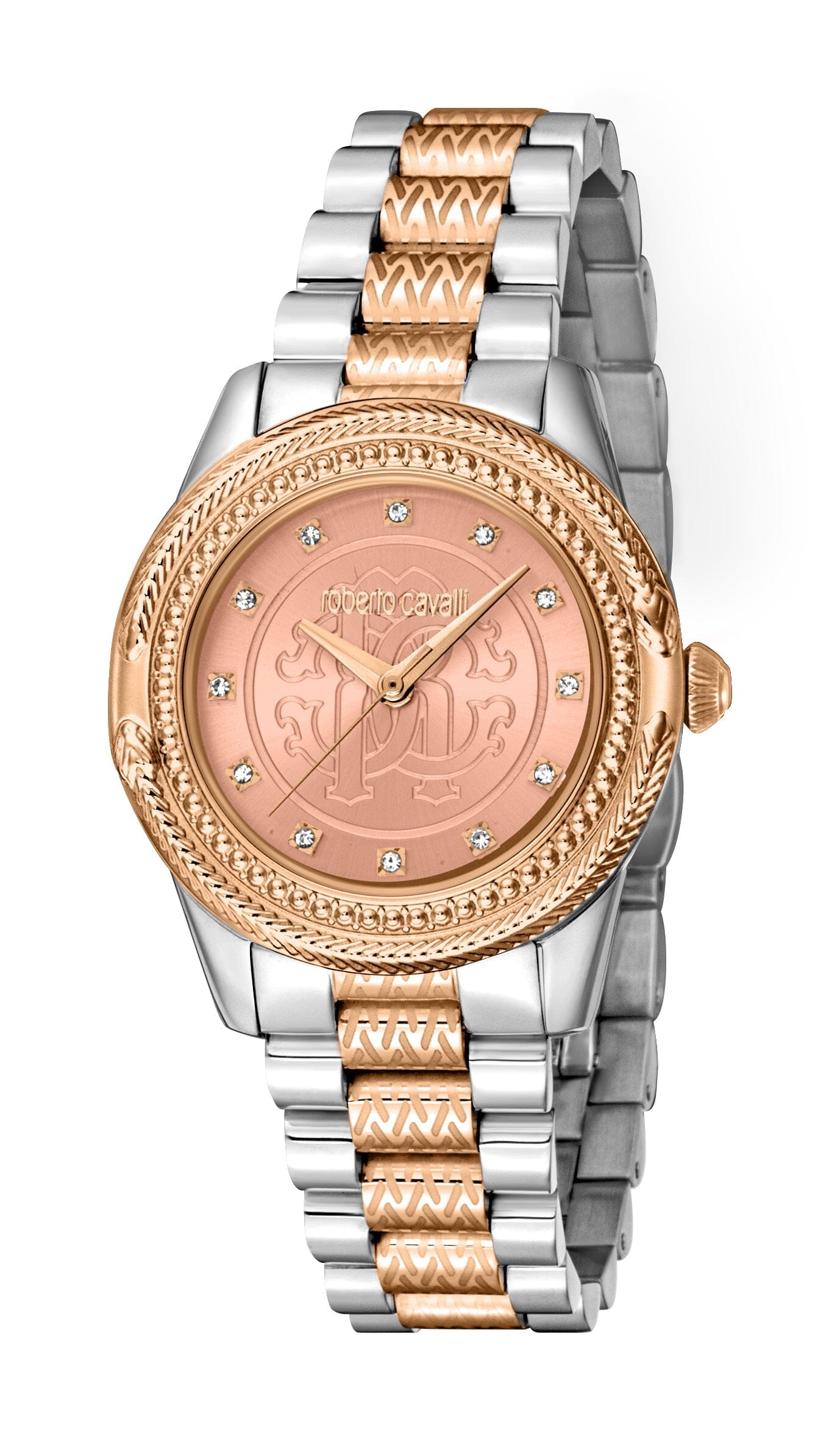 Women's Roberto Cavalli Snake Core Two Tone Silver & Rose Gold Quartz Watch Roberto Cavalli 