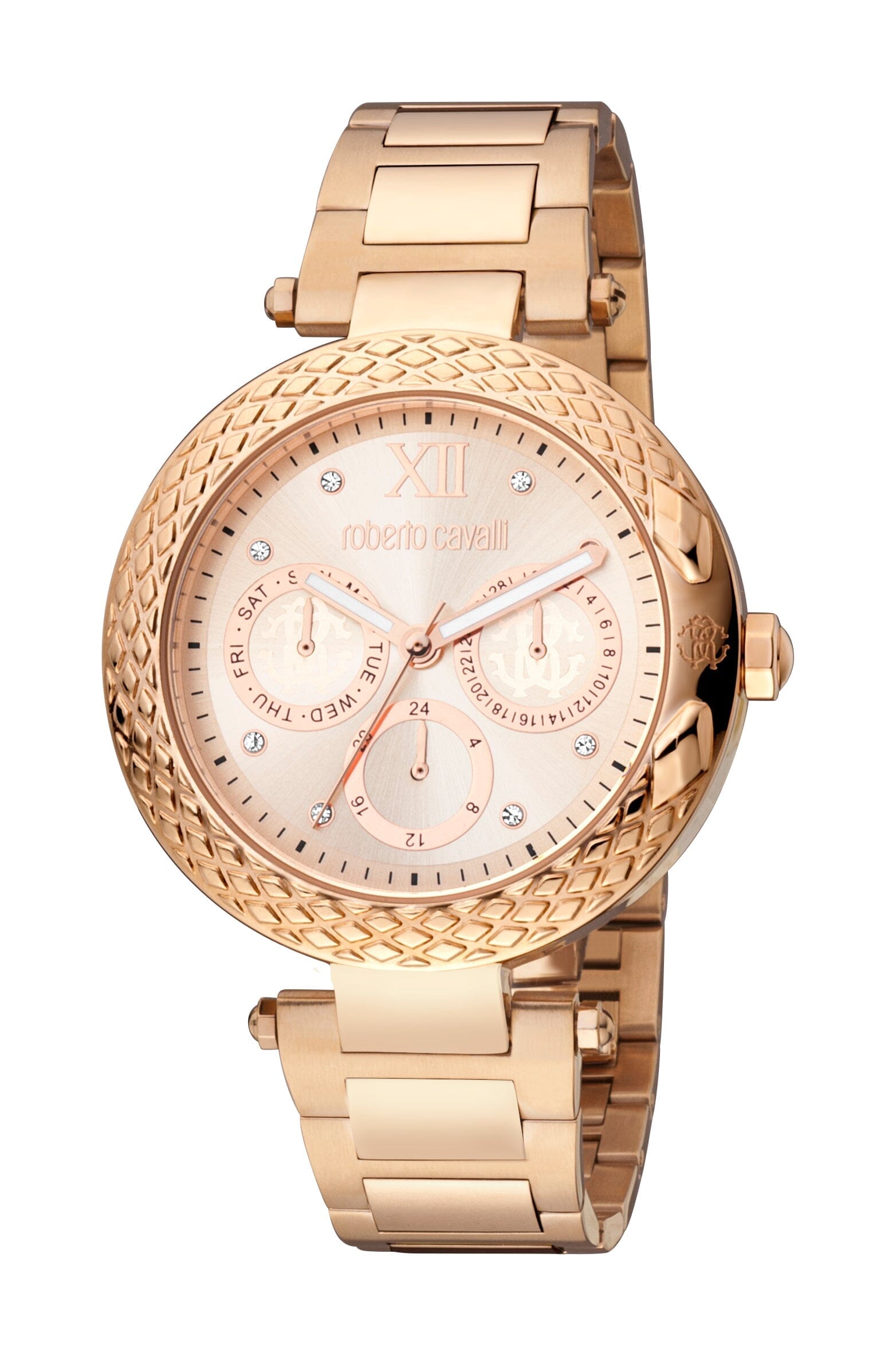 Women's Roberto Cavalli Stainless Steel Rose Gold Dial Quartz Watch Roberto Cavalli 